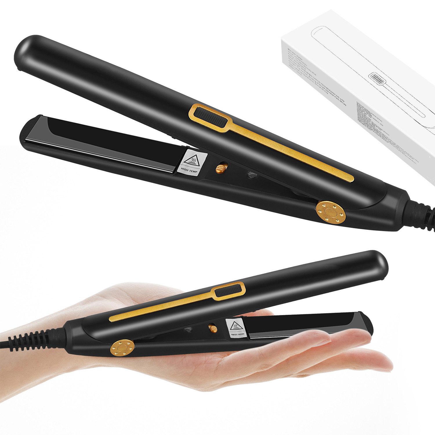 JVJH Welleneisen 2-in-1 Tragbarer Mini Випрямляч для волосся,Keramikplatten,Mini Straightener, Keramik, PTC-Heizelement, für Kurzes und Langes Haar,Universalspannung