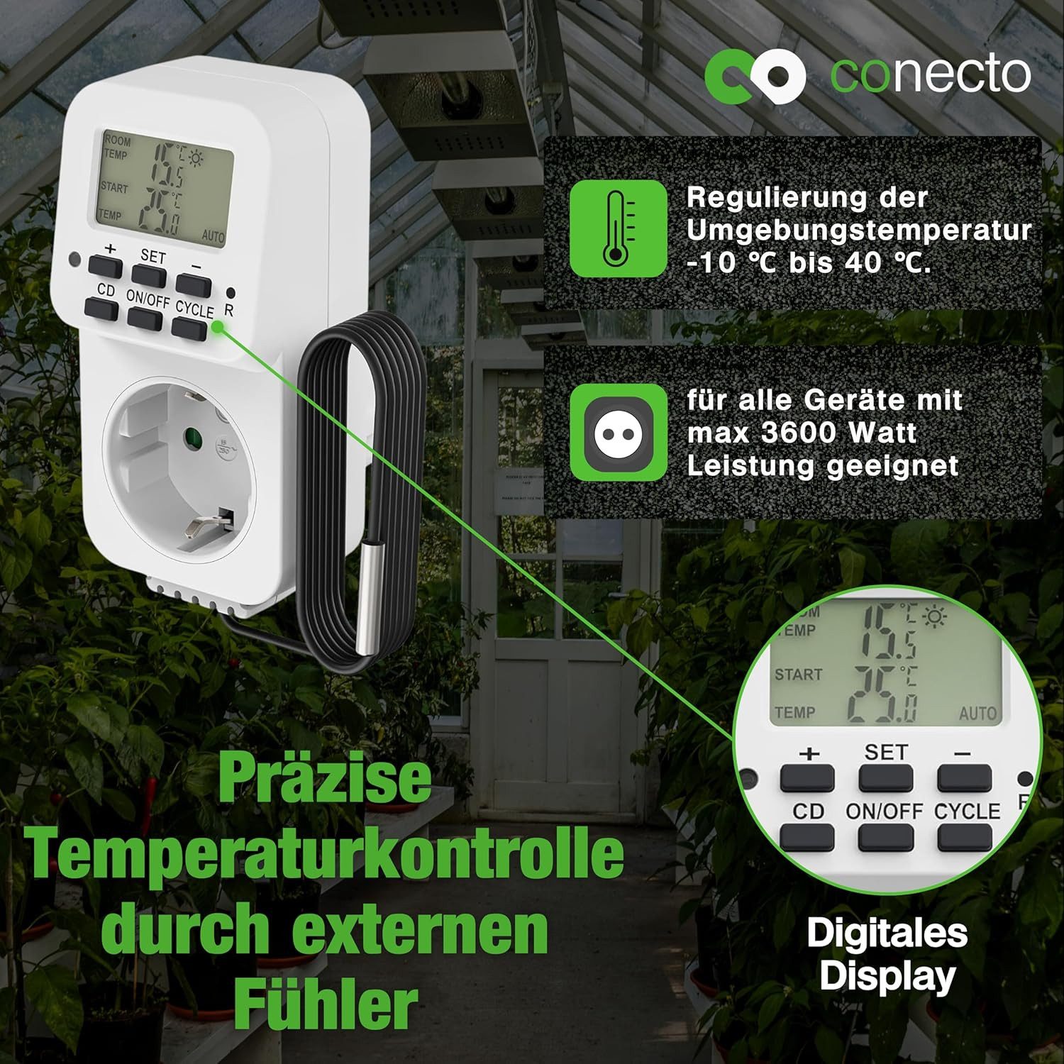 conecto Steckdosen-Thermostat conecto digitales Thermostat Steckdose, günstig online kaufen