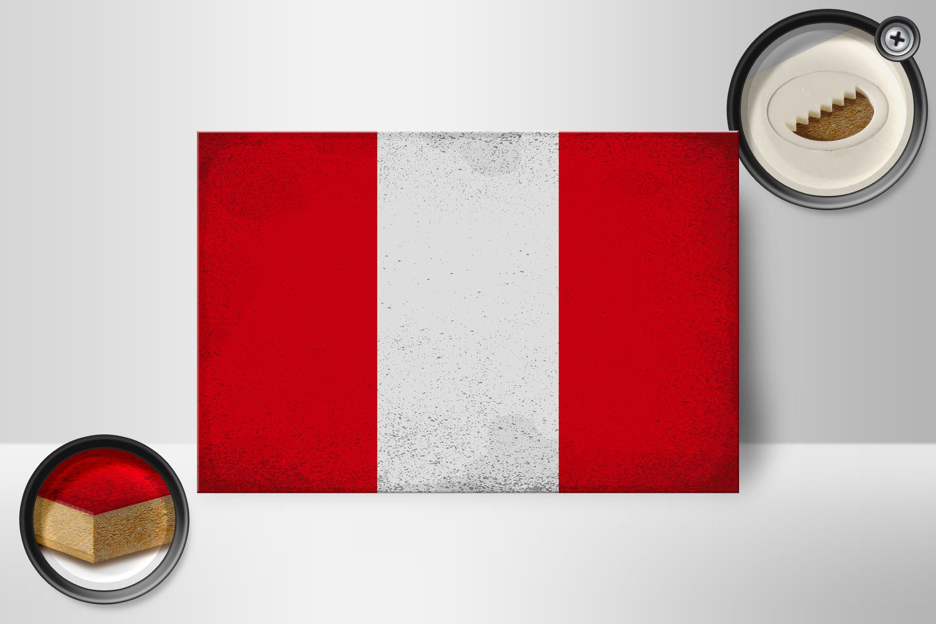 Femer GmbH Holzbild Flagge Peru 18x12cm Flag of Peru Vintage, Flaggen (1 St), Glatte Holzfaserplatte (MDF), vorn beschichtet