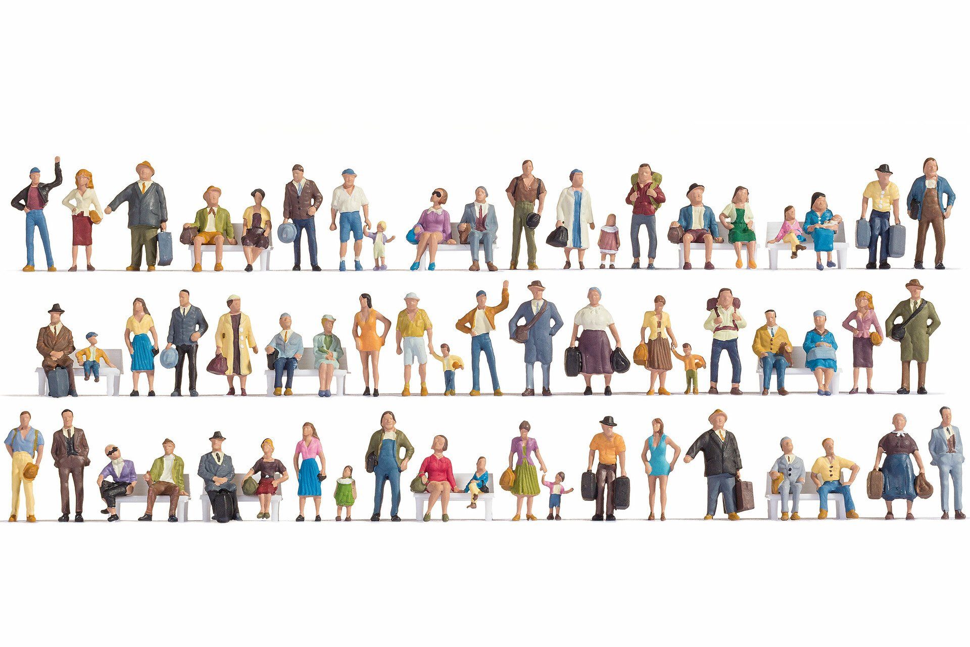NOCH Dekofigur Mega-Spar-Set Figuren, handkolorierte Modellbahnfi