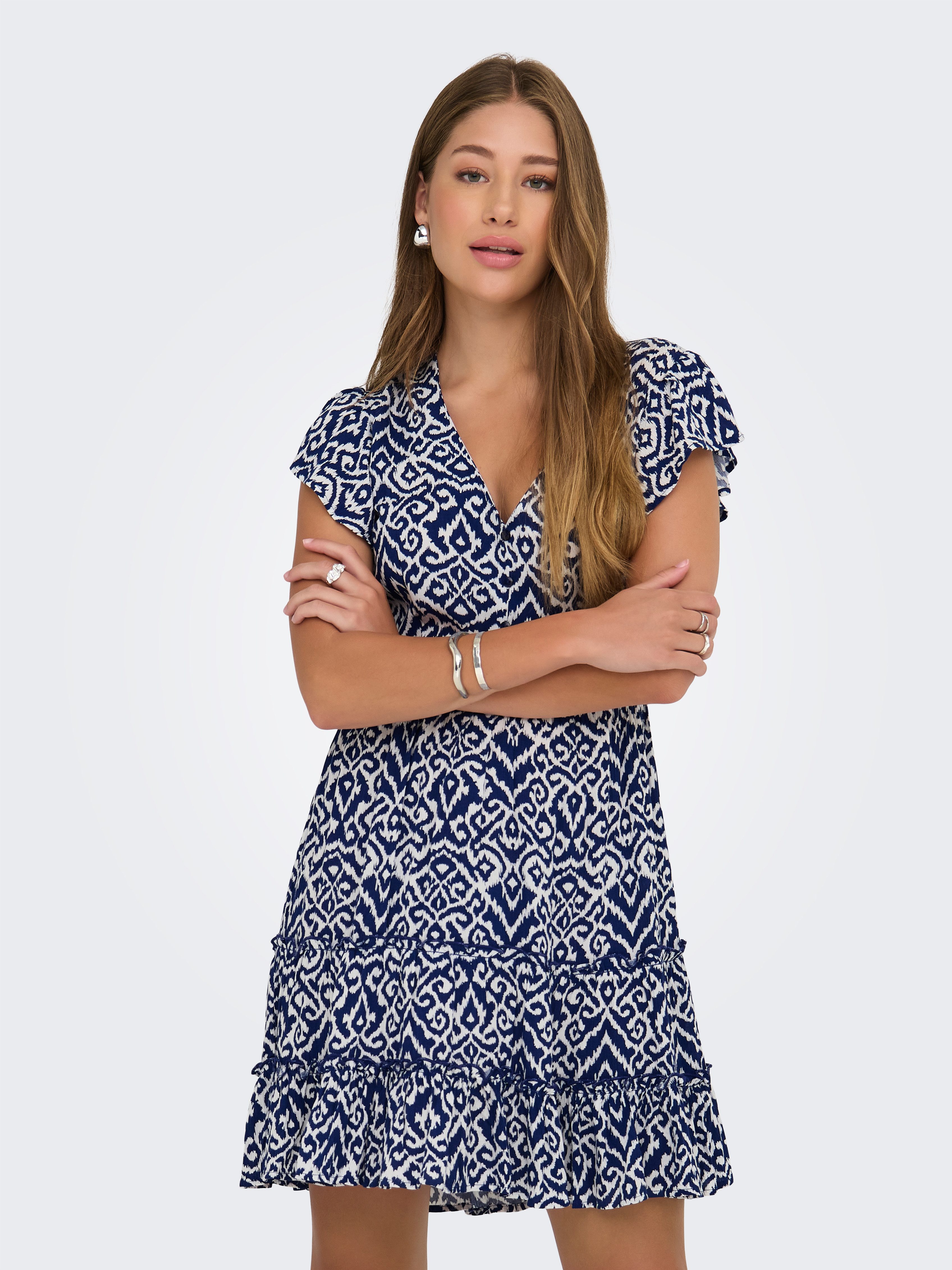 ONLY Minikleid ONLCLAUDETTE LIFE SS MINI DRESS WVN NOOS Sommerkleid günstig online kaufen