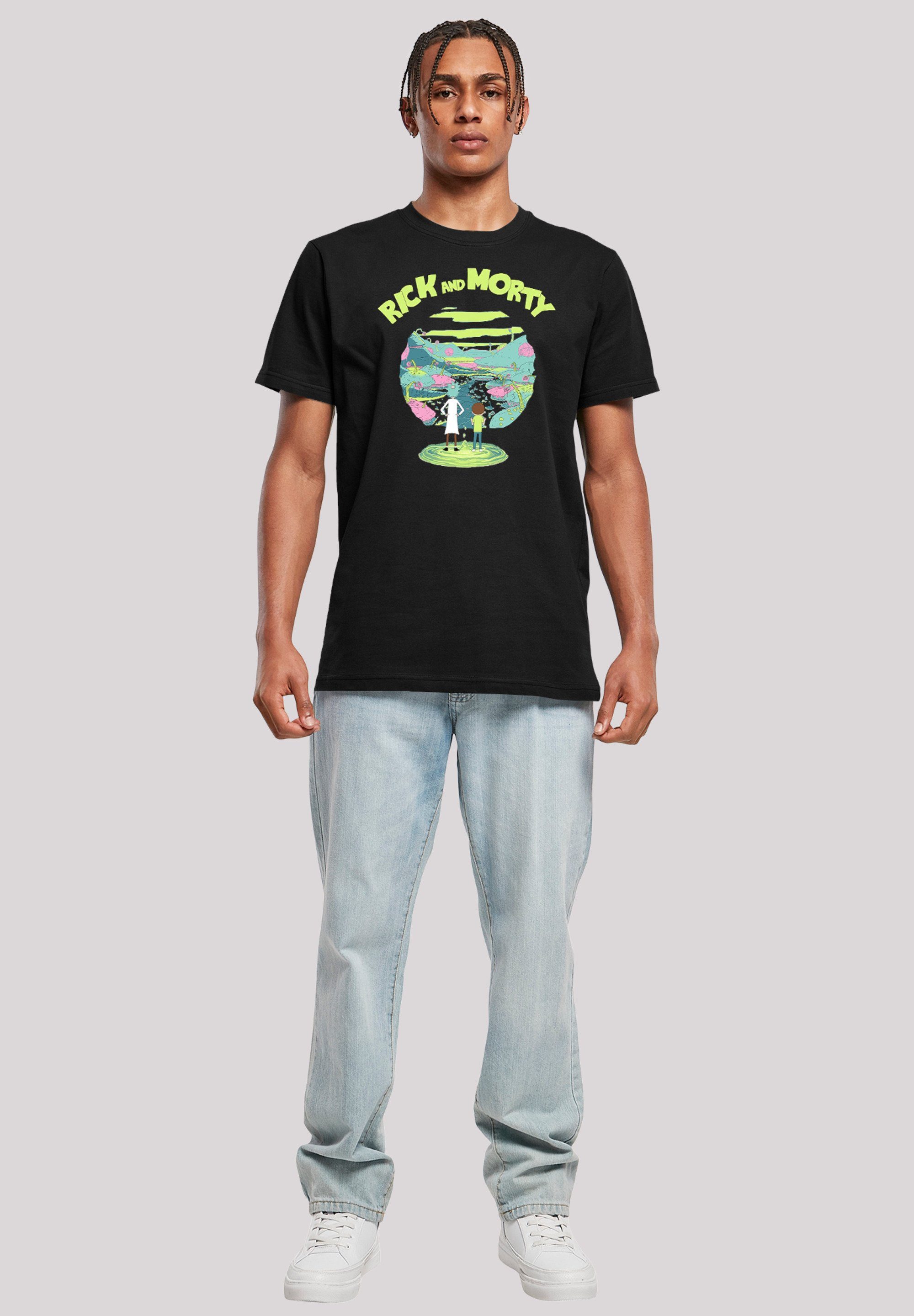 schwarz F4NT4STIC Morty Herren,Premium and Merch,Regular-Fit,Basic,Bedruckt Portal Rick T-Shirt
