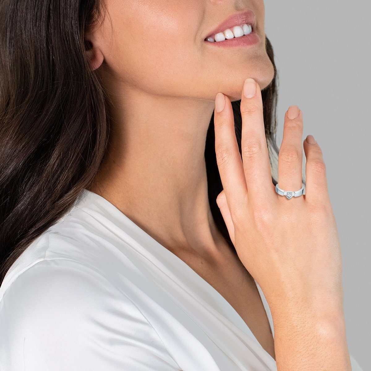 Donata Sterling Damen-Ring Silber, 925 Rafaela Zirkonia Silberring mit Herz-Optik aus in