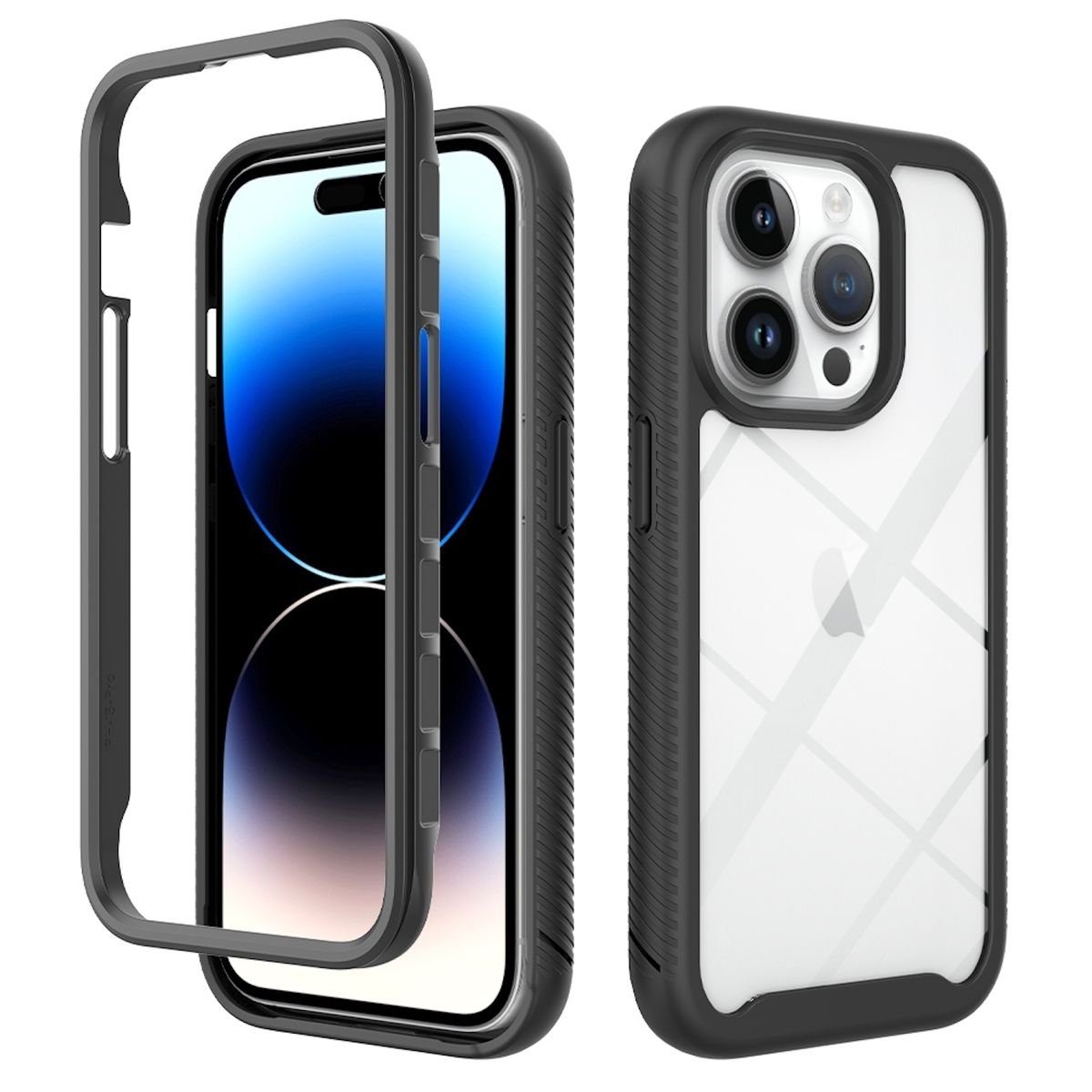 Wigento Handyhülle Für Apple iPhone 15 Pro Max robuste TPU / PC verstärkte Ränder Hülle