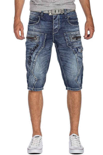 Cipo & Baxx Jeansshorts Kurze Hose BA-CK101 mit Zippern und Verzierungen