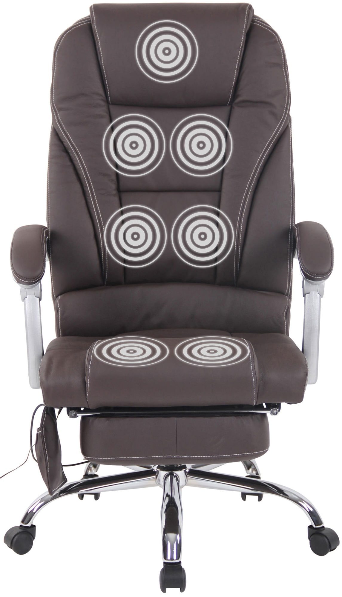CLP Schreibtischstuhl Pacific Echtleder (1er), Massagefunktion, Fußablage