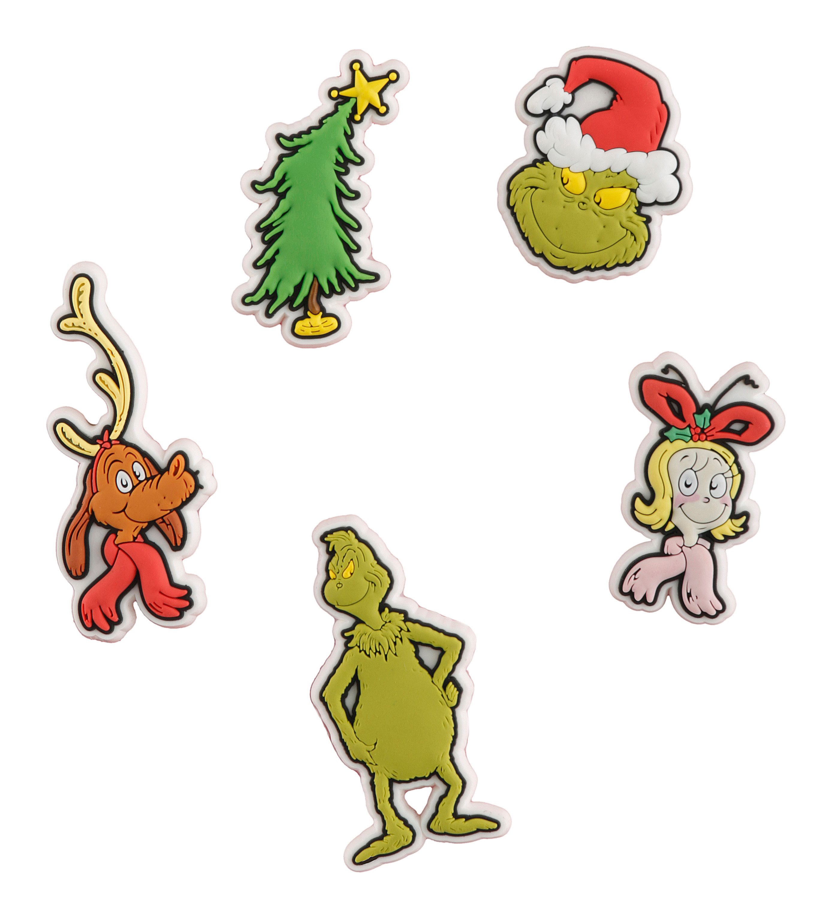 Crocs Зажимы для обуви Jibbitz™ The Grinch (Set, 5-tlg., Kein Spielzeug. Nicht für Kinder unter 3 Jahren geeignet), Charm Anstecker mit Grinch Motiven