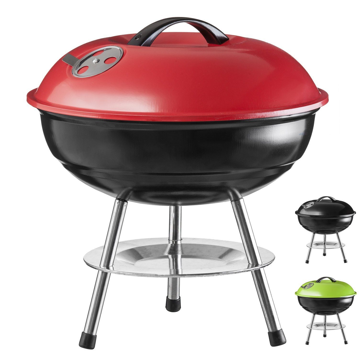 Goods+Gadgets Standgrill BBQ Grill Mini Kugelgrill, Camping Holzkohle-Grill Tischgrill