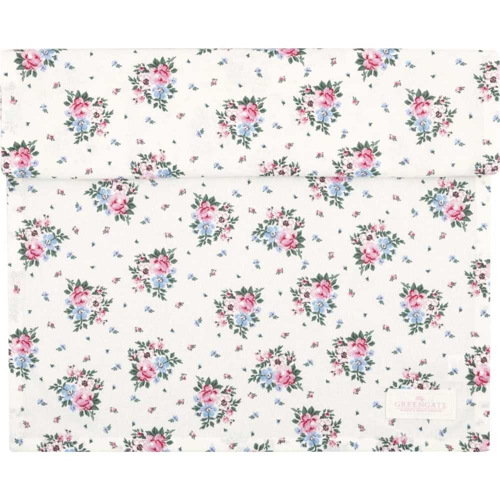 Greengate Tischläufer Greengate Tischläufer CLARA Weiß mit Blumen Muster