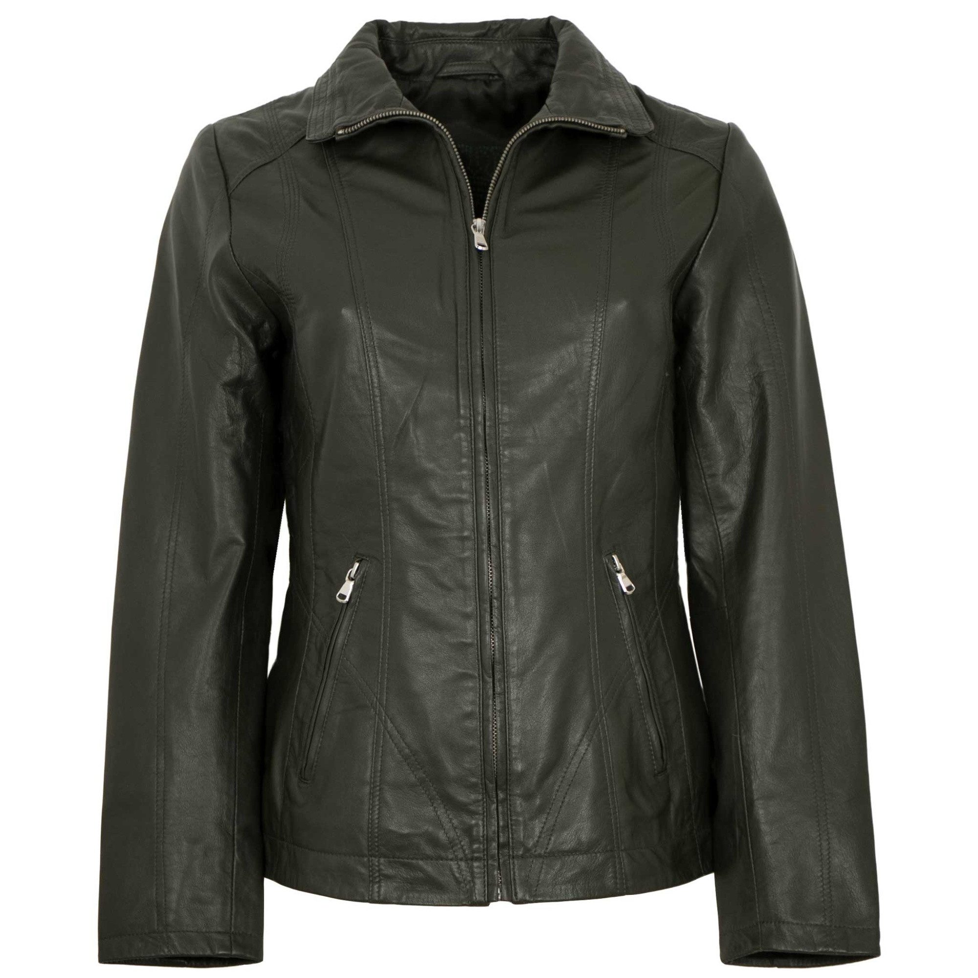 Maddox Lederjacke Paulina MADDOX - Damen Lederjacke Lammnappa olive