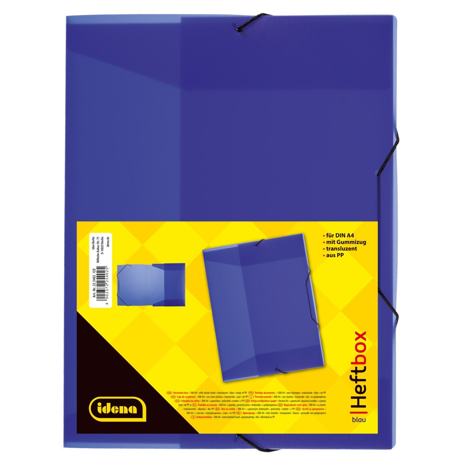Idena Hefter Idena 225402 - Heftbox für DIN A4 mit Gummizug, aus PP, Füllhöhe 3,5