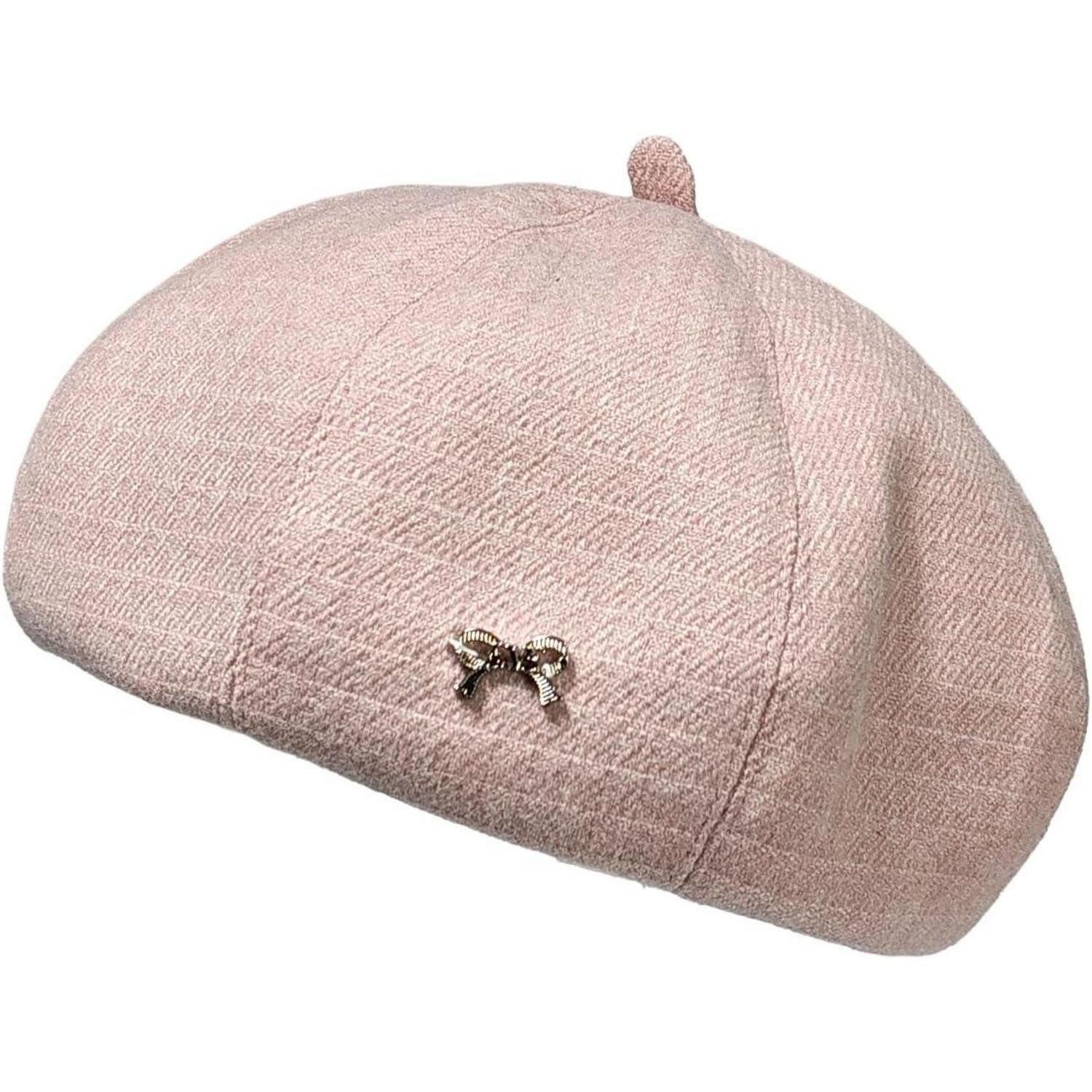 LuxusKollektion Baskenmütze Baskenmütze Barett Beret Malermütze Damen Künstler 56-58 Rosa