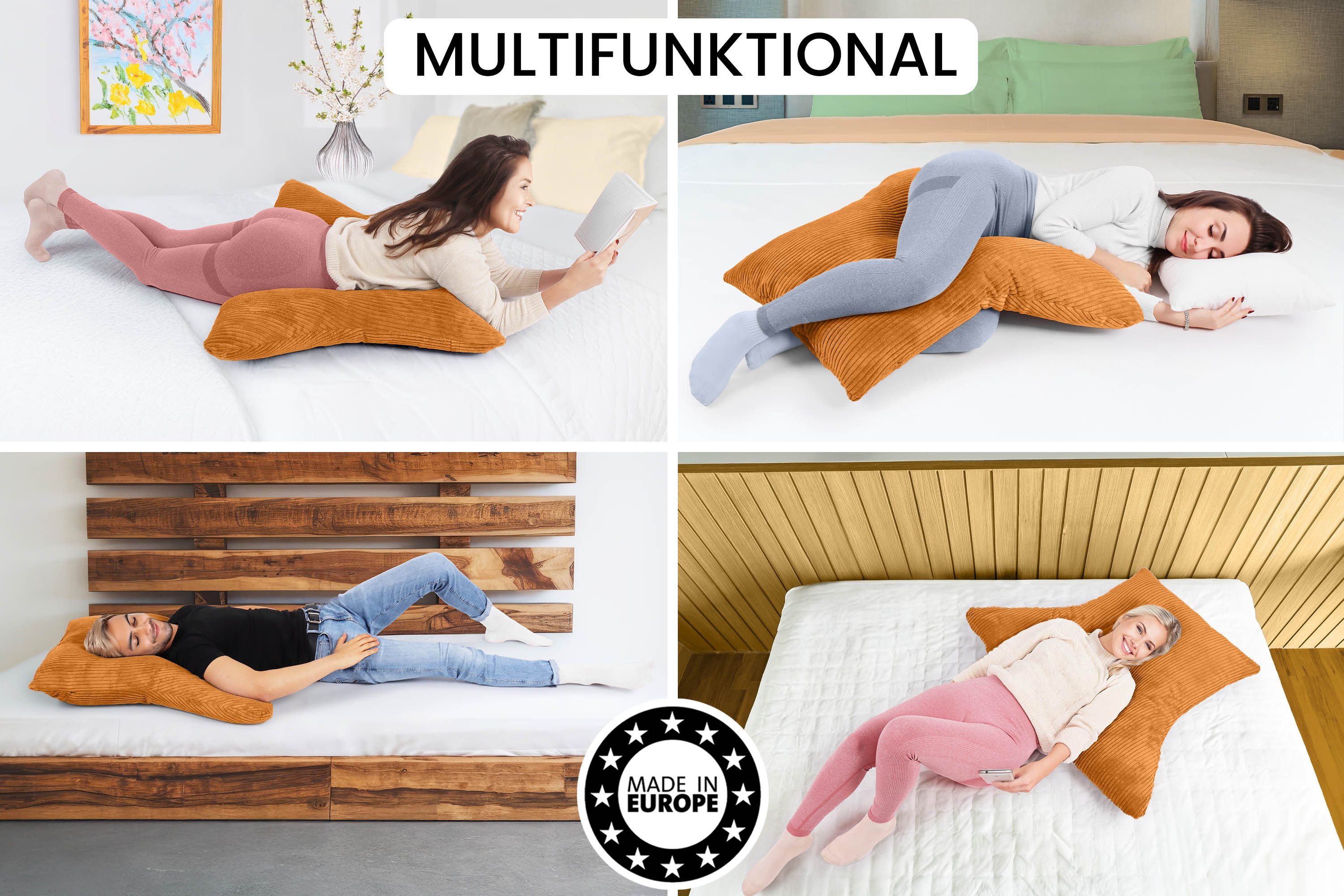 Amilian Schlafkissen - Lesekissen für Bett und Sofa - Seitenschläferkissen - Stillkissen, Seitenschläfer, Rückenlage, Schlafkissen für Seitenlage, Kissen mit Füllung und abnehmbarem Bezug - Stillhilfe
