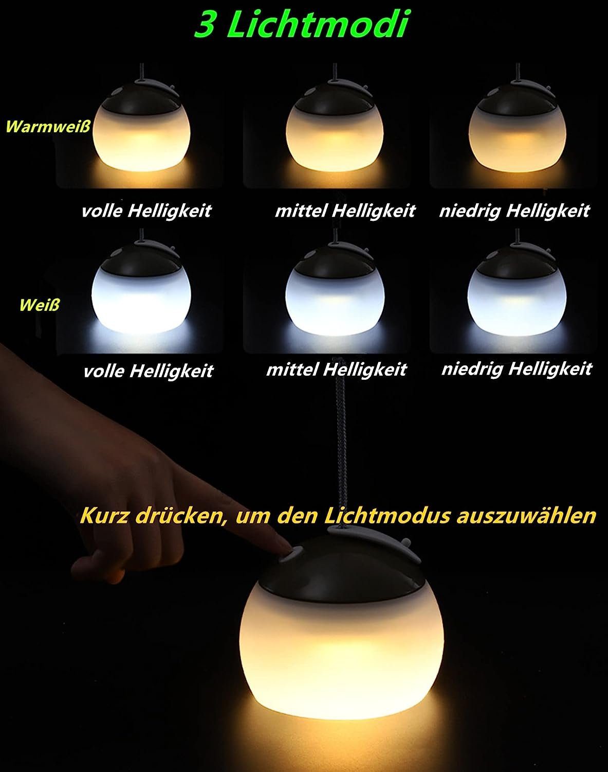 Haiaveng LED Campinglampe,LED LED Dekoration LED Laterne C für Nachtlicht Notfall, Camping USB Wandern, Außen-Tischleuchte Wiederaufladbare