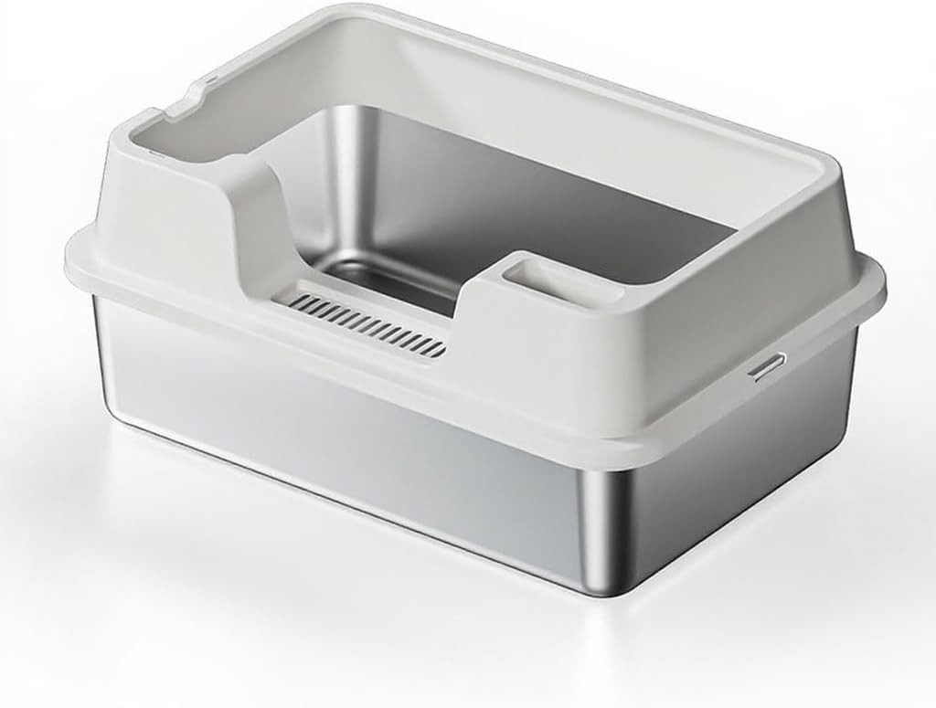 GarveeMore Katzentoilette Edelstahl Katze Müll Box mit Deckel Extra große M günstig online kaufen