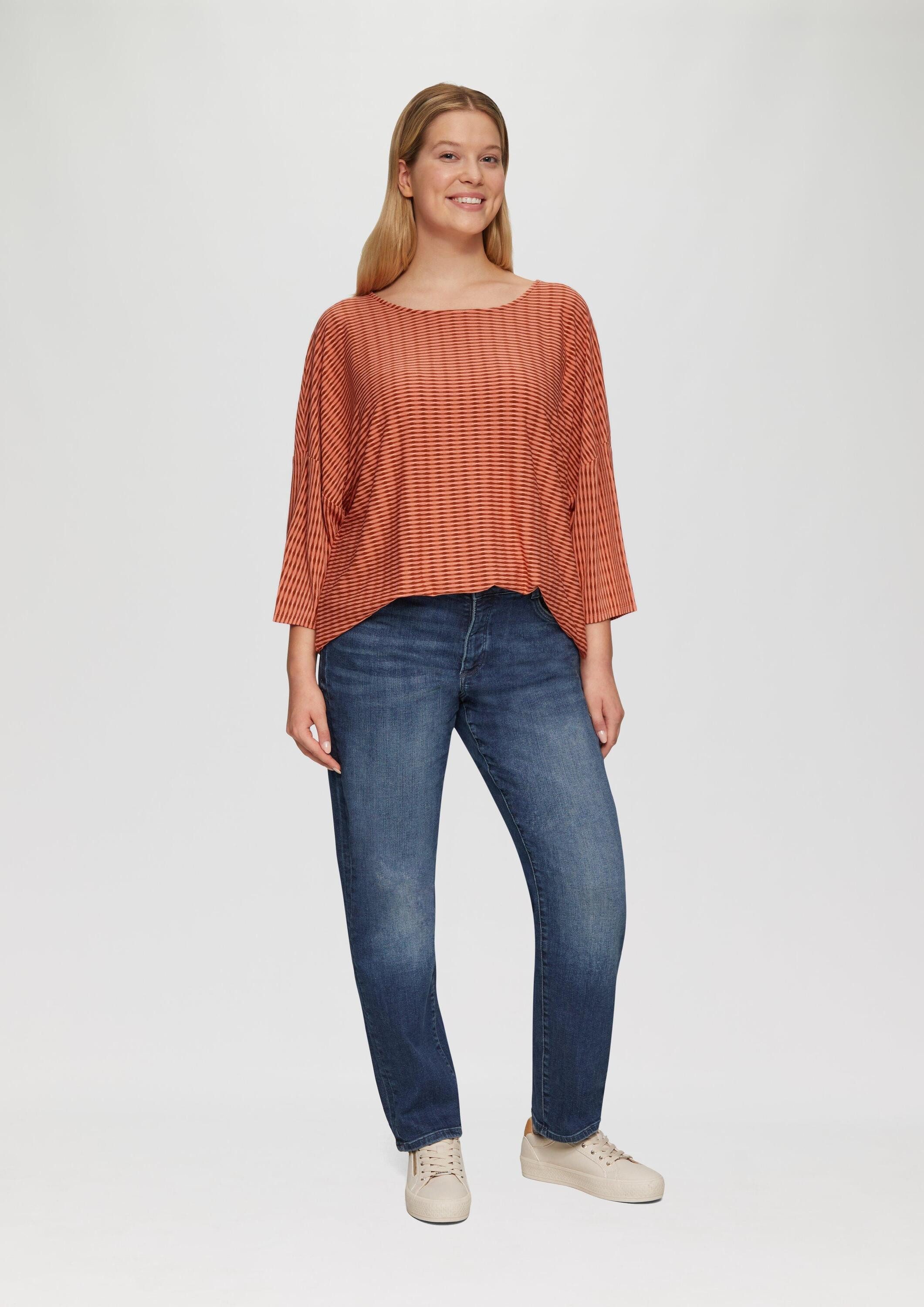 s.Oliver 3/4-Arm-Shirt T-Shirt Strukturiertes Shirt mit Fledermausärmeln
