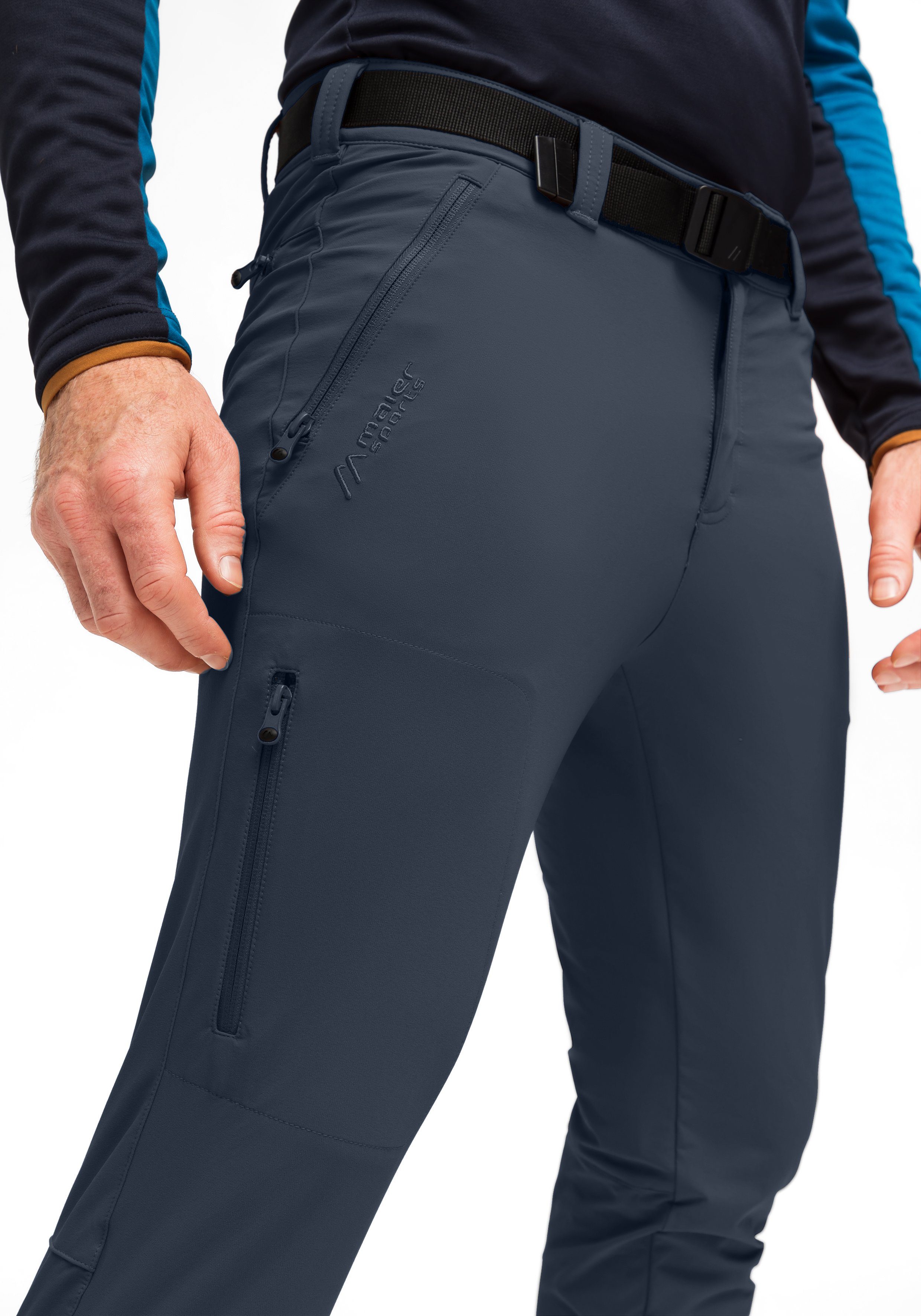 Naturno Trekkinghose, Maier geschnittene graublau Sports elastisch Schmal Funktionshose slim
