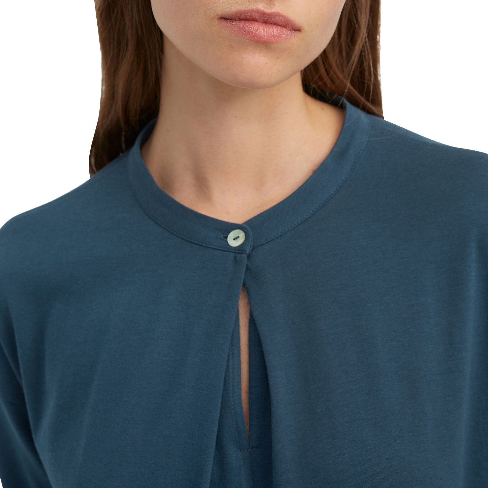 dunkelblau zart 803 Marc O'Polo Nachthemd schimmerndem Sleepshirt mit Perlmuttknopf
