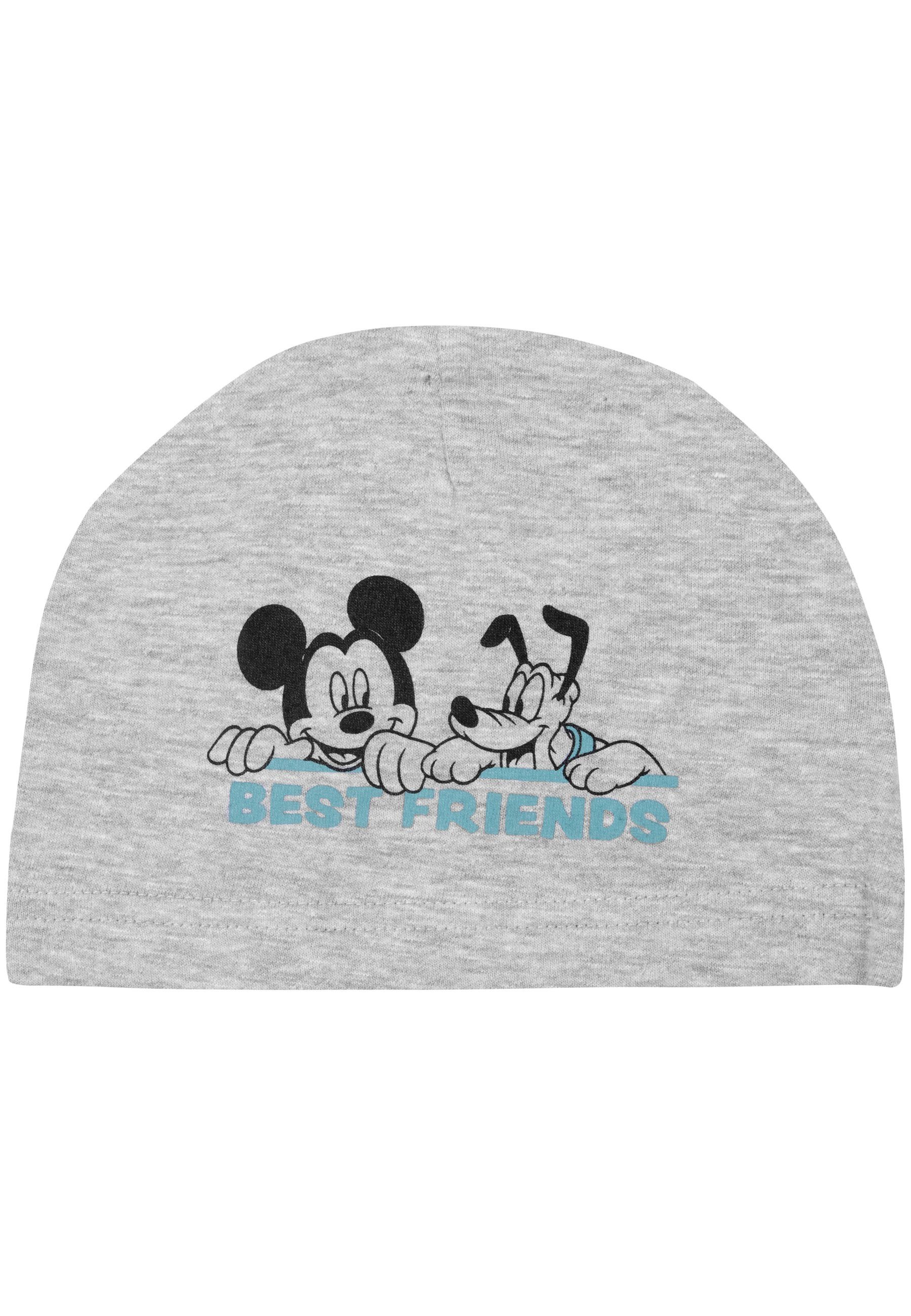 United Labels® Erstlingsmütze Baby Mütze Pack Türkis Beanie Mickey 2er Disney Unisex Grau Mouse