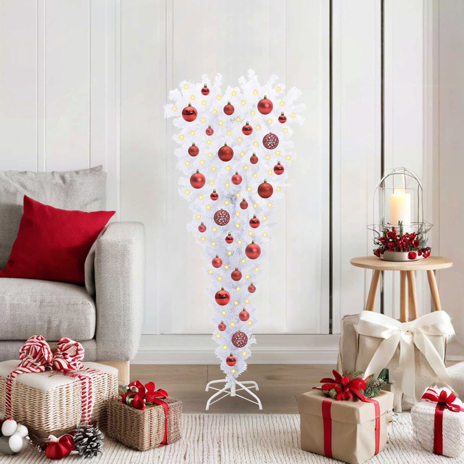 vidaXL Künstlicher Weihnachtsbaum Künstlicher Weihnachtsbaum Weiß 120 cm PVC und Stahl