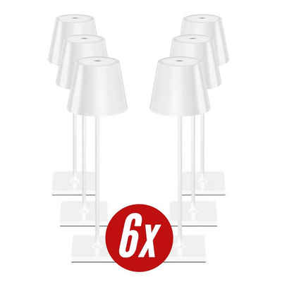 SIGOR LED Tischleuchte »NUINDIE - 6 weiße LED Akku-Tischlampen Indoor & Outdoor, dimmbar und aufladbar mit Easy-Connect, 9h Leuchtdauer«