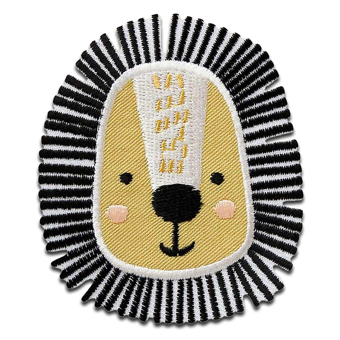 Mono-Quick Aufnäher Bügelbild, Aufbügler, Applikationen, Patches, Flicken, zum aufbügeln, Polyester, Zoo Tiere Löwe Löwenkopf - Größe: 7,5 x 6,5 cm