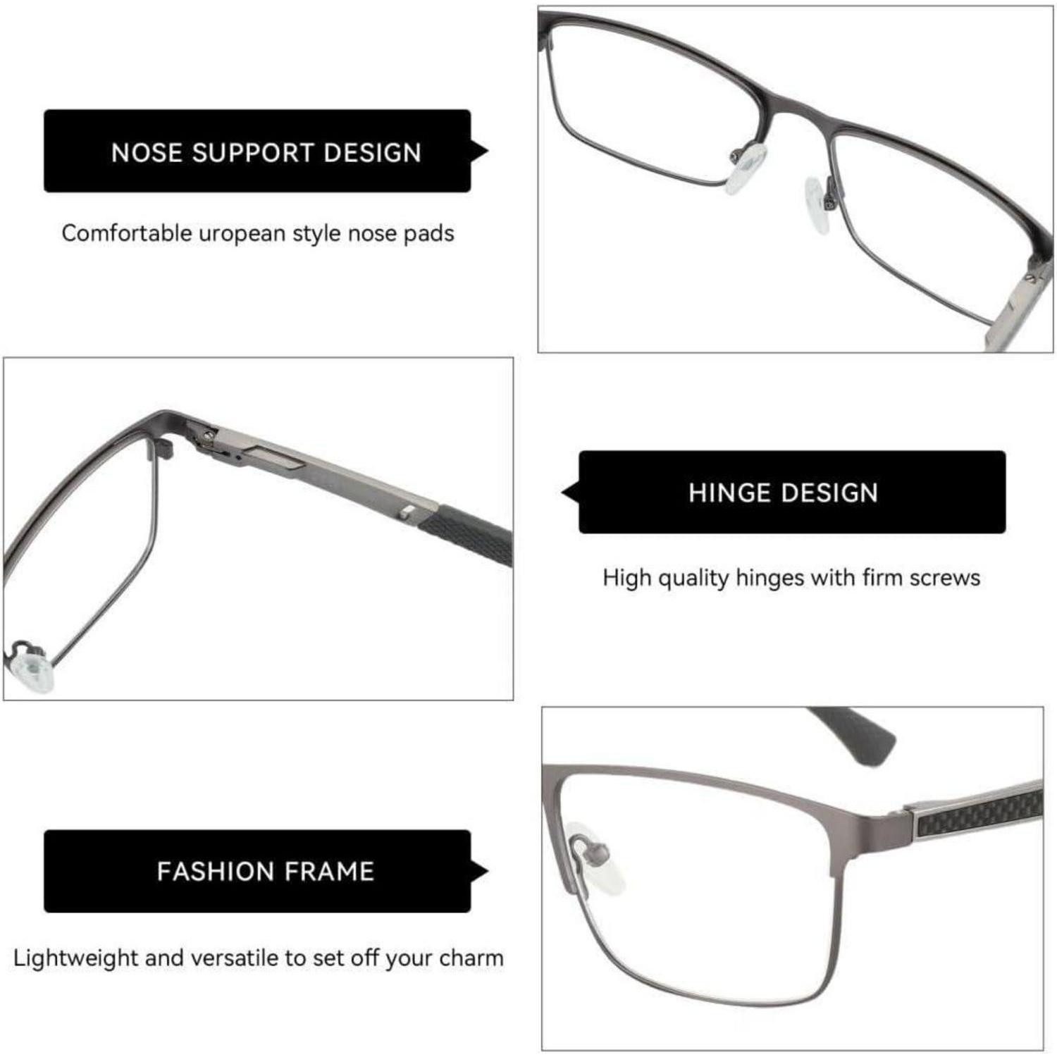 LuxusKollektion Lesebrille Lesebrille Blaulichtfilterbrille Herren Metallgestell Grau 0.0 x