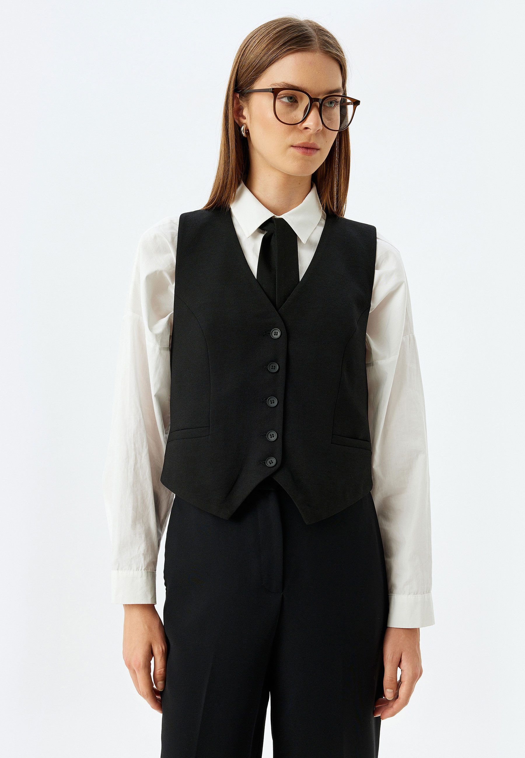 Koton Anzugweste V-Kragen Mit Knöpfen Anzugweste