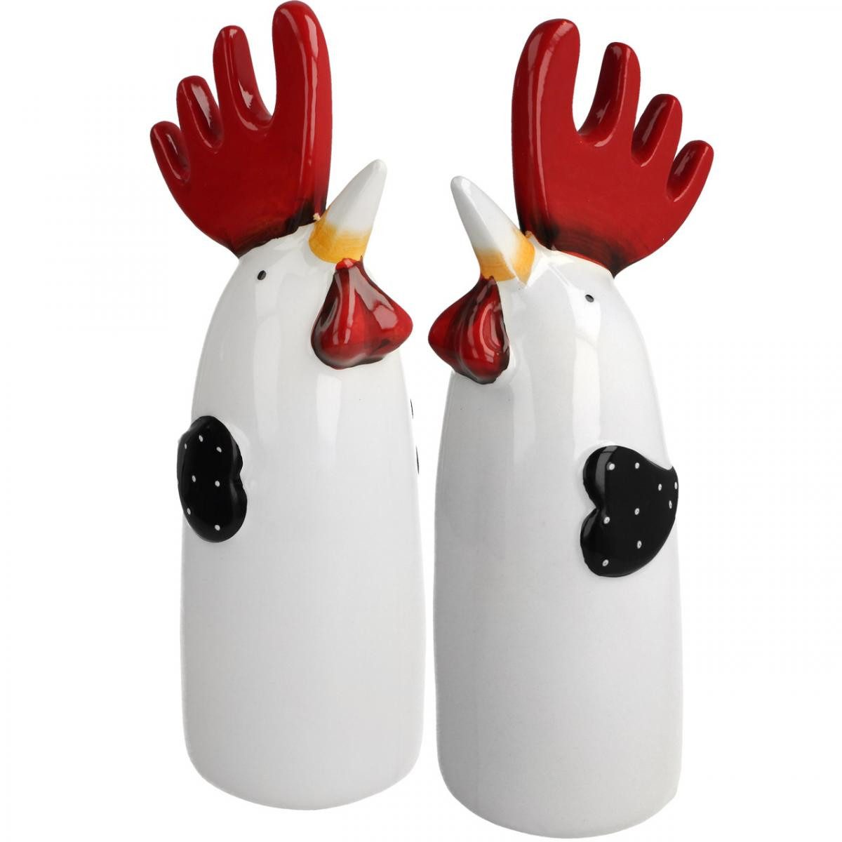 Florists Products Osterhase Keramik Hahn Figur 2er Set Küchendeko in Weiß, Landhausstil, 2 Stück