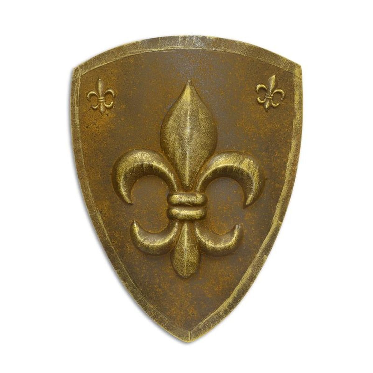 Moritz Dekoobjekt Eisen Ritter Schild Deko Fleur de Lis, Mittelalter Wand Dekoration Ritter Schild 71 x 54 cm Militär