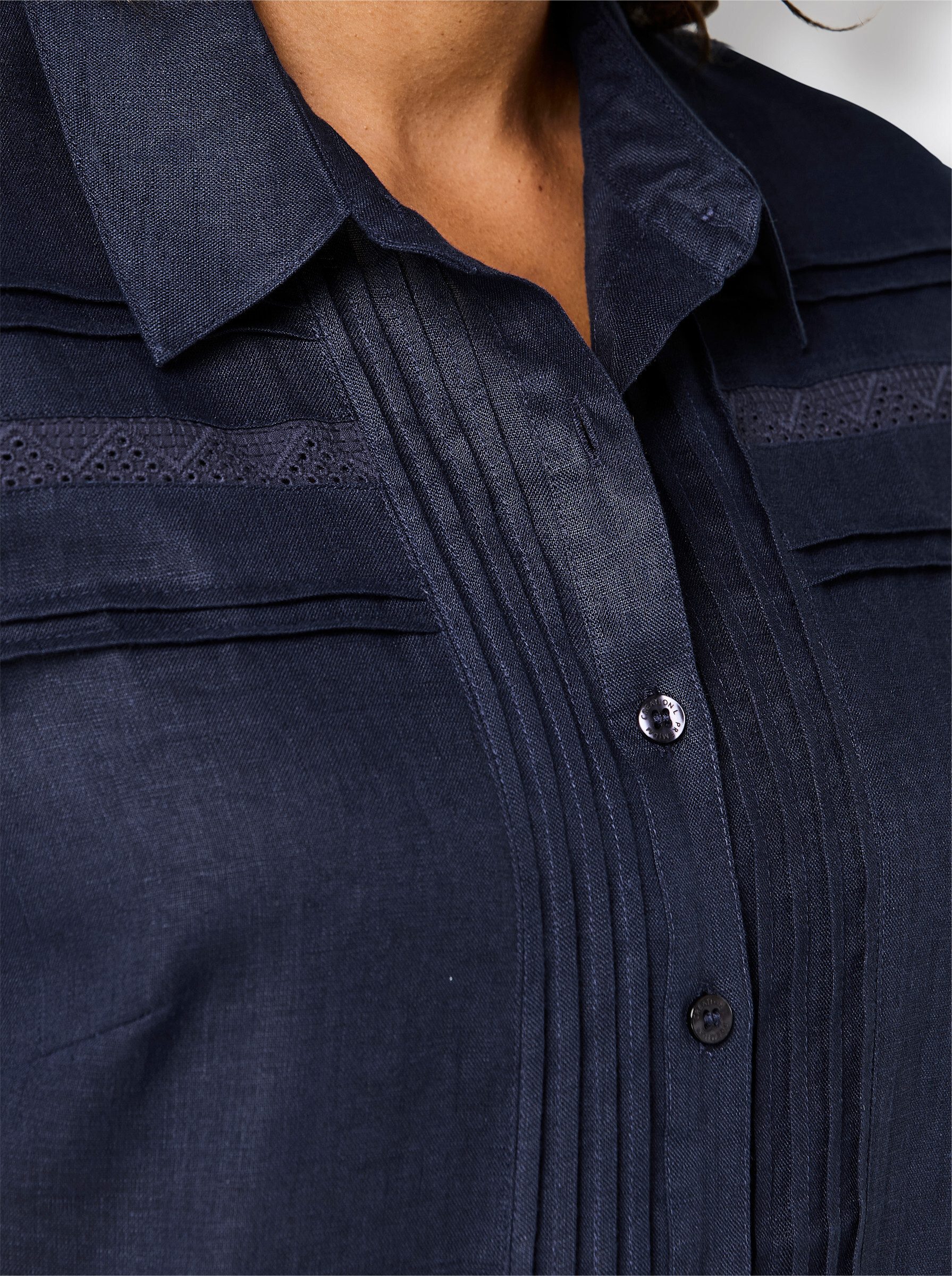 creation L Klassische Bluse Leinen-Bluse Langarm