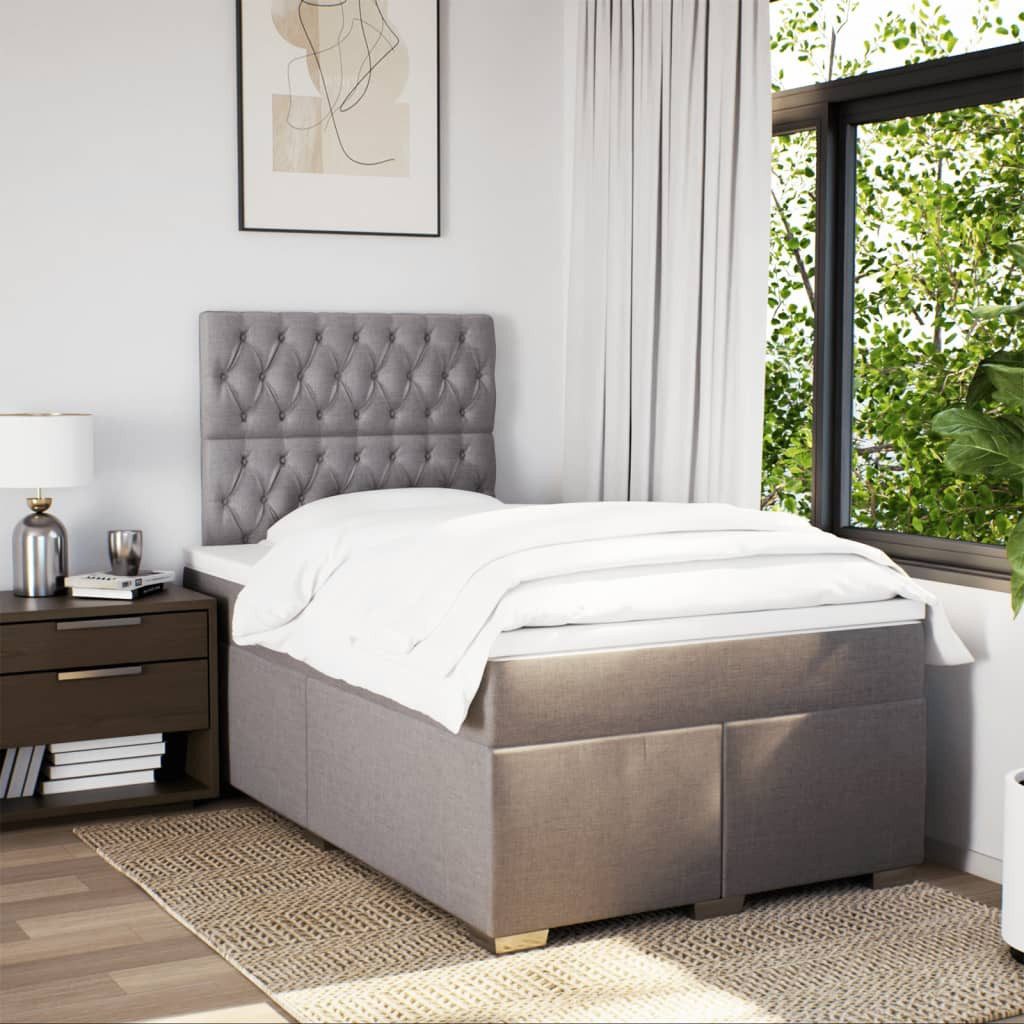 vidaXL Bett Boxspringbett mit Matratze Taupe 120x190 cm Stoff