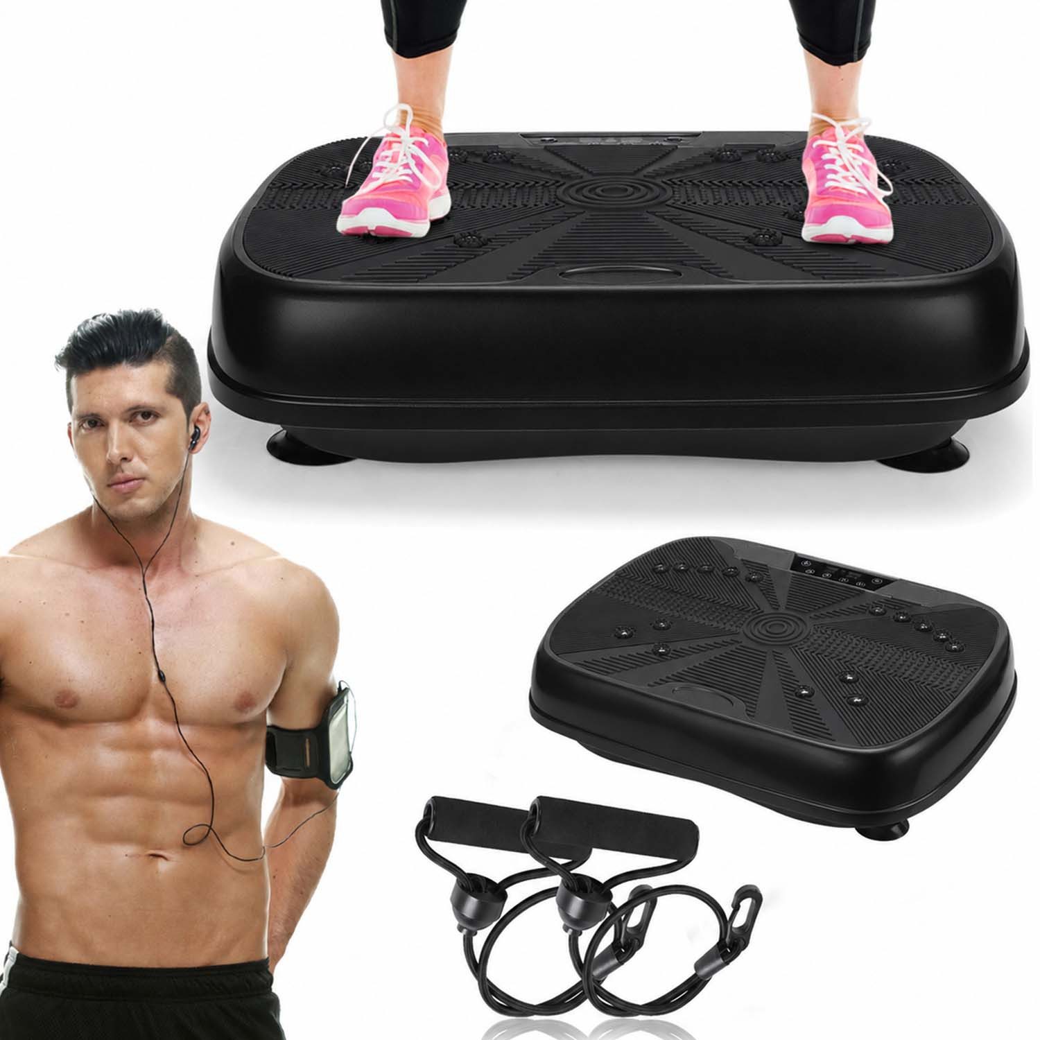 kehot Vibrationsplatte Vibrationsplatte mit Doppelmotoren, Fernbedienung & Trainingsbänder, 200 W, 99 Intensitätsstufen, (für Abnehmen, Ganzkörpertraining, Muskelaufbau - Massagegerät), 120 kg Kapazität Vibrationsplatte für Home Workout