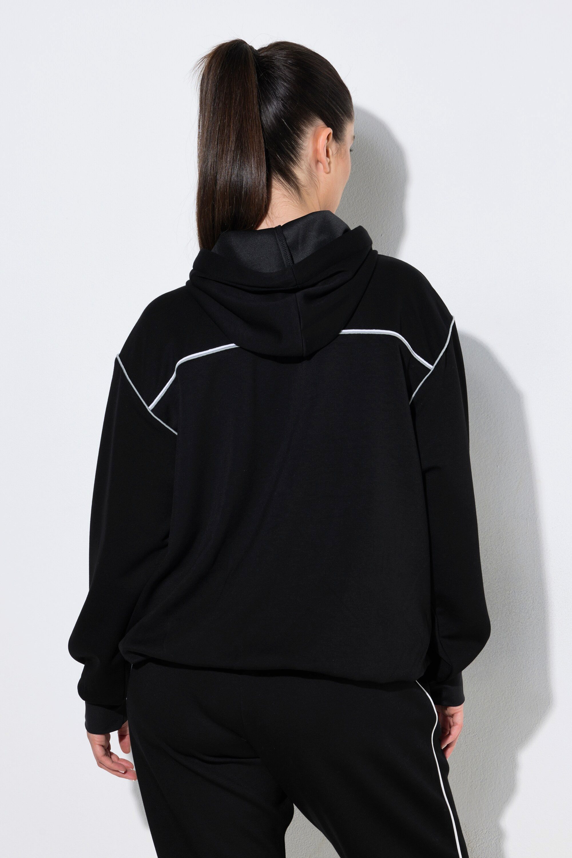 Ulla Popken Sweatjacke Sweatjacke Piping Kapuze Langarm Daumenloch – Bild 3 von 4