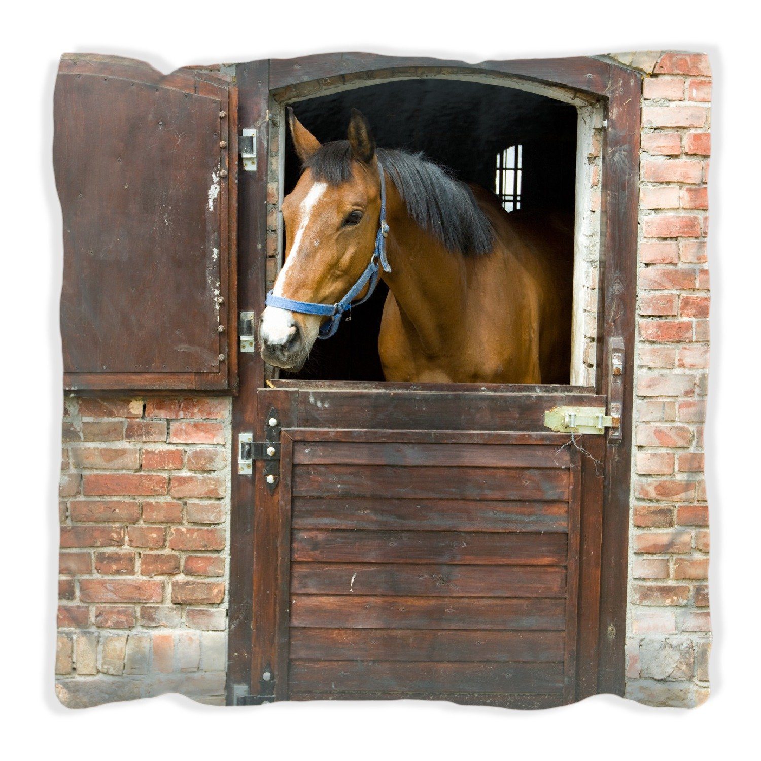 Wallario Dekokissen Pferd im Stall, handgenäht