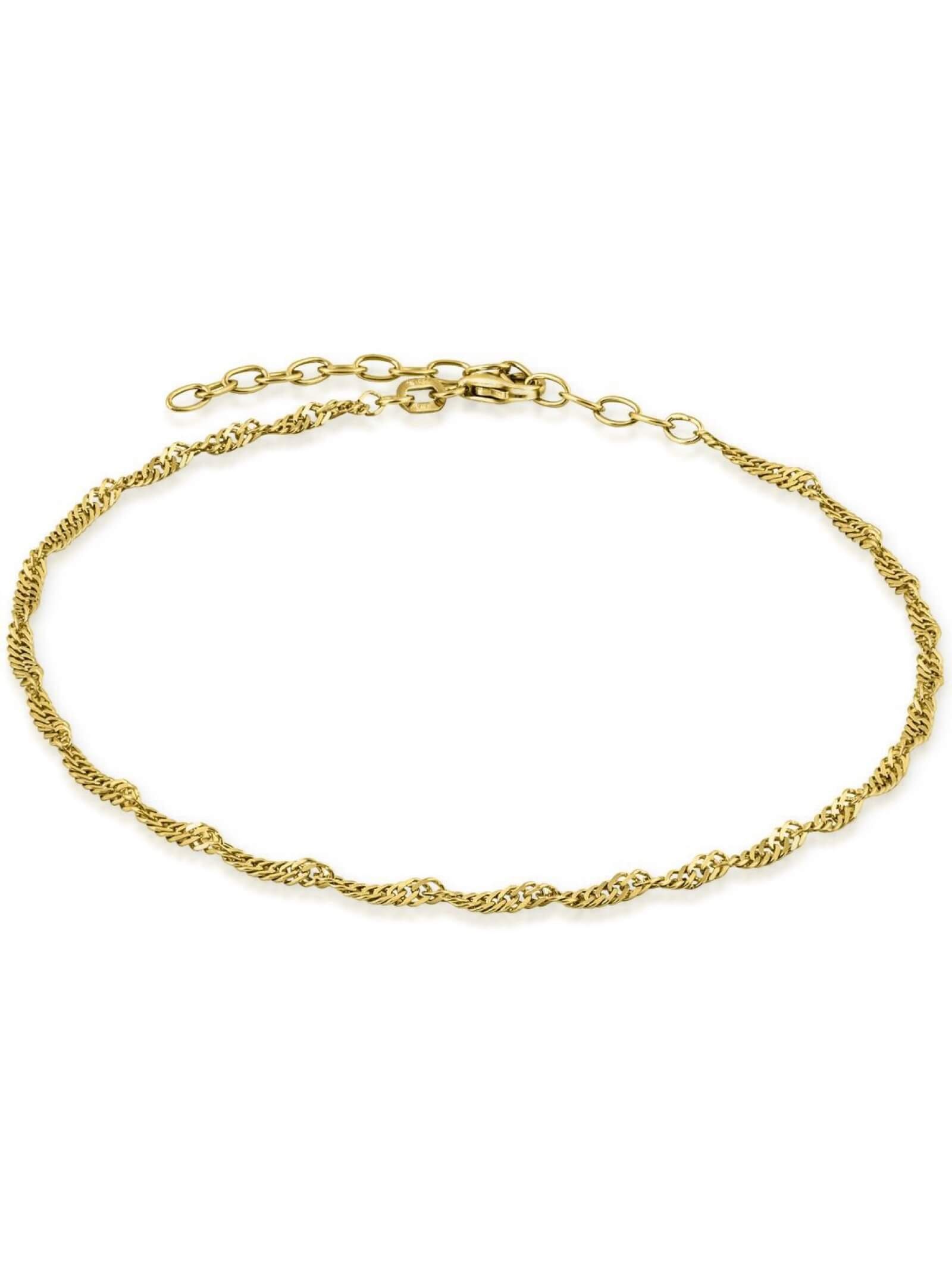 modabilé Fußkette Fußkettchen SINGAPORE Vergoldet, 23cm - 28cm, 2,4mm breit, Sterling Silber 925, Frauen, Made in Germany