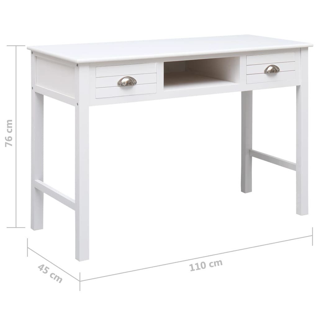 Schreibtisch Holz furnicato Weiß 110×45×76 cm