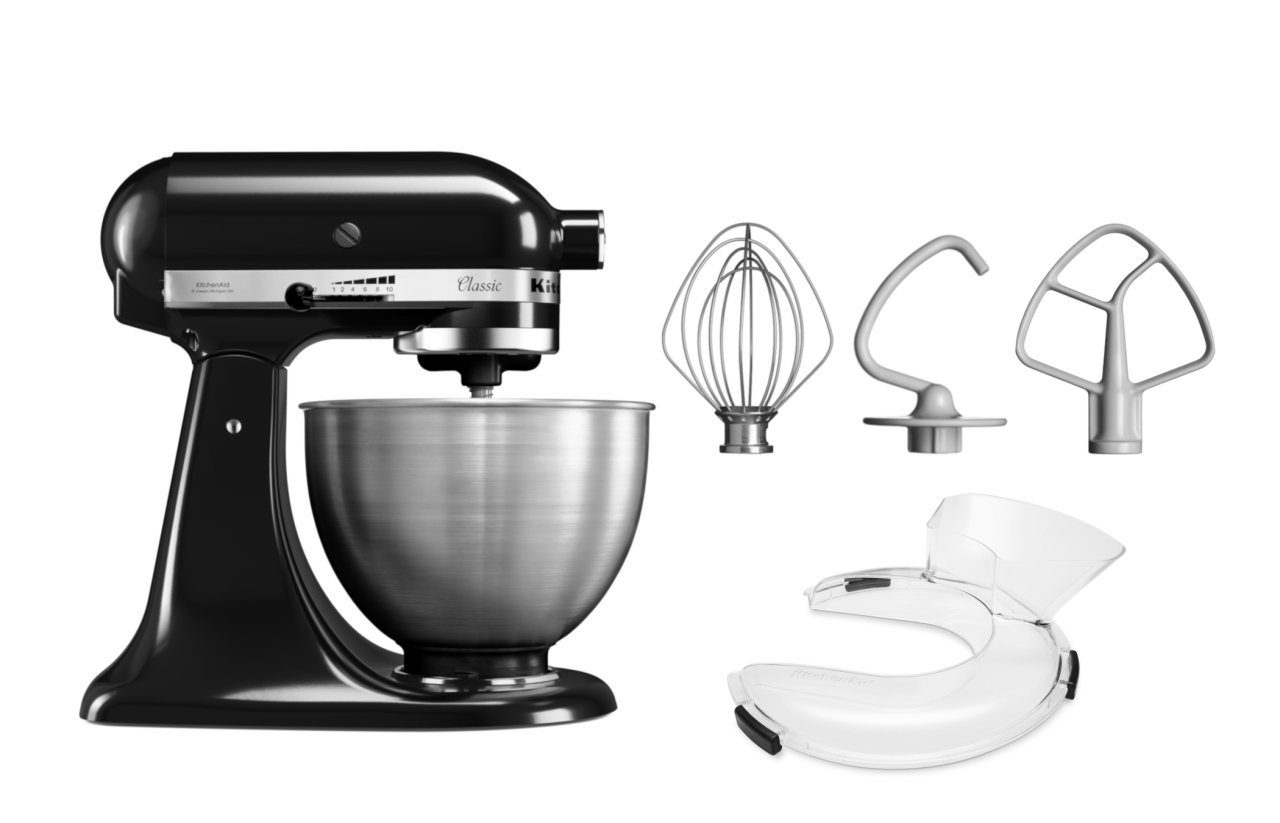 KitchenAid Küchenmaschine KitchenAid 4,3 L 5K45SS Classic Küchenmaschine Set 1 + Spritzschutz