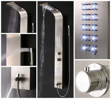 HOME DELUXE Duschsystem Duschpaneel ORINOCO, Höhe 156 cm, mit LED Beleuchtung I Edelstahl Duschsäule, Duscharmatur