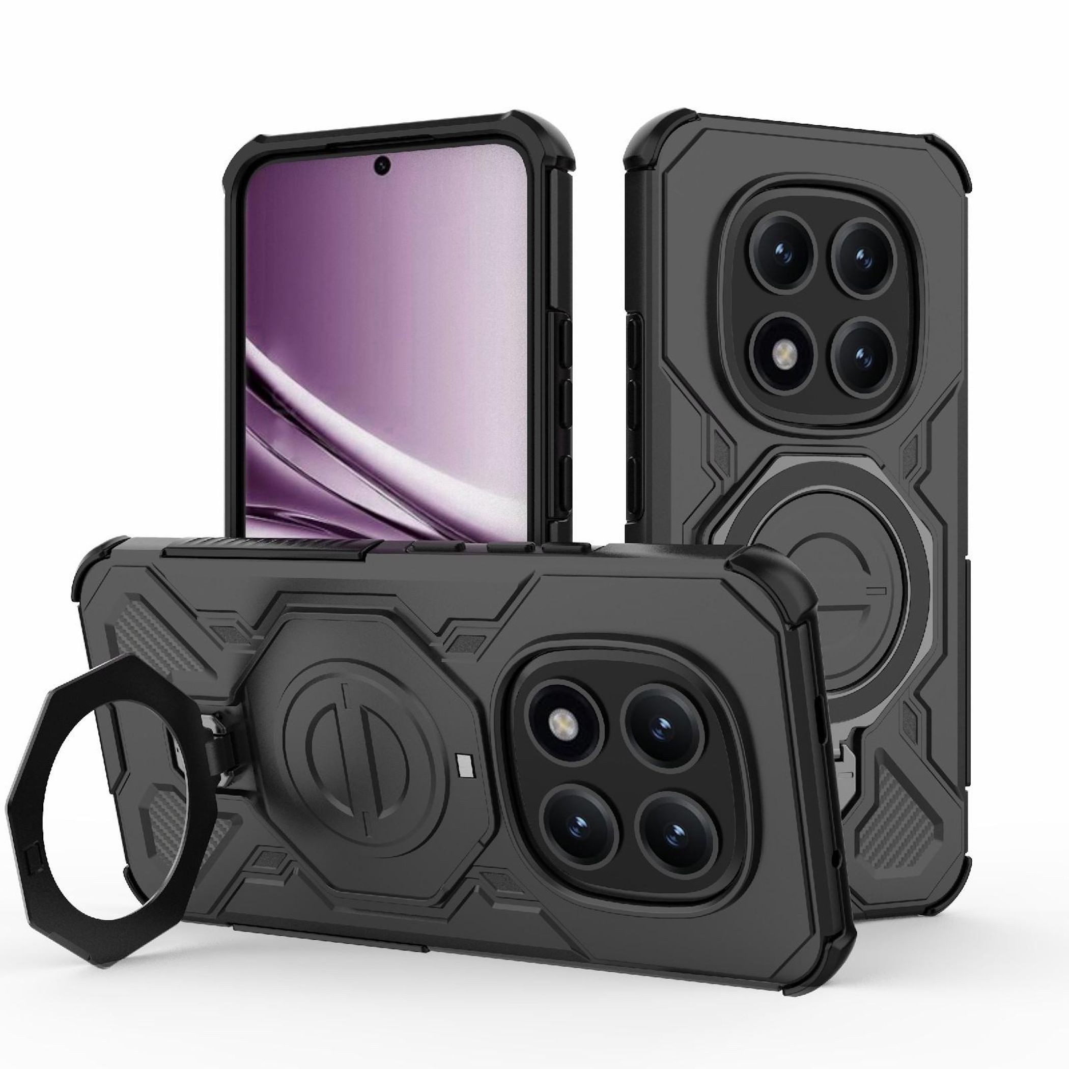 Wigento Handyhülle Für Xiaomi Redmi Note 15 Pro Plus 5G MagSafe Magnet TPU Hülle Schwarz, MagSafe-kompatibel, Ringhalterung