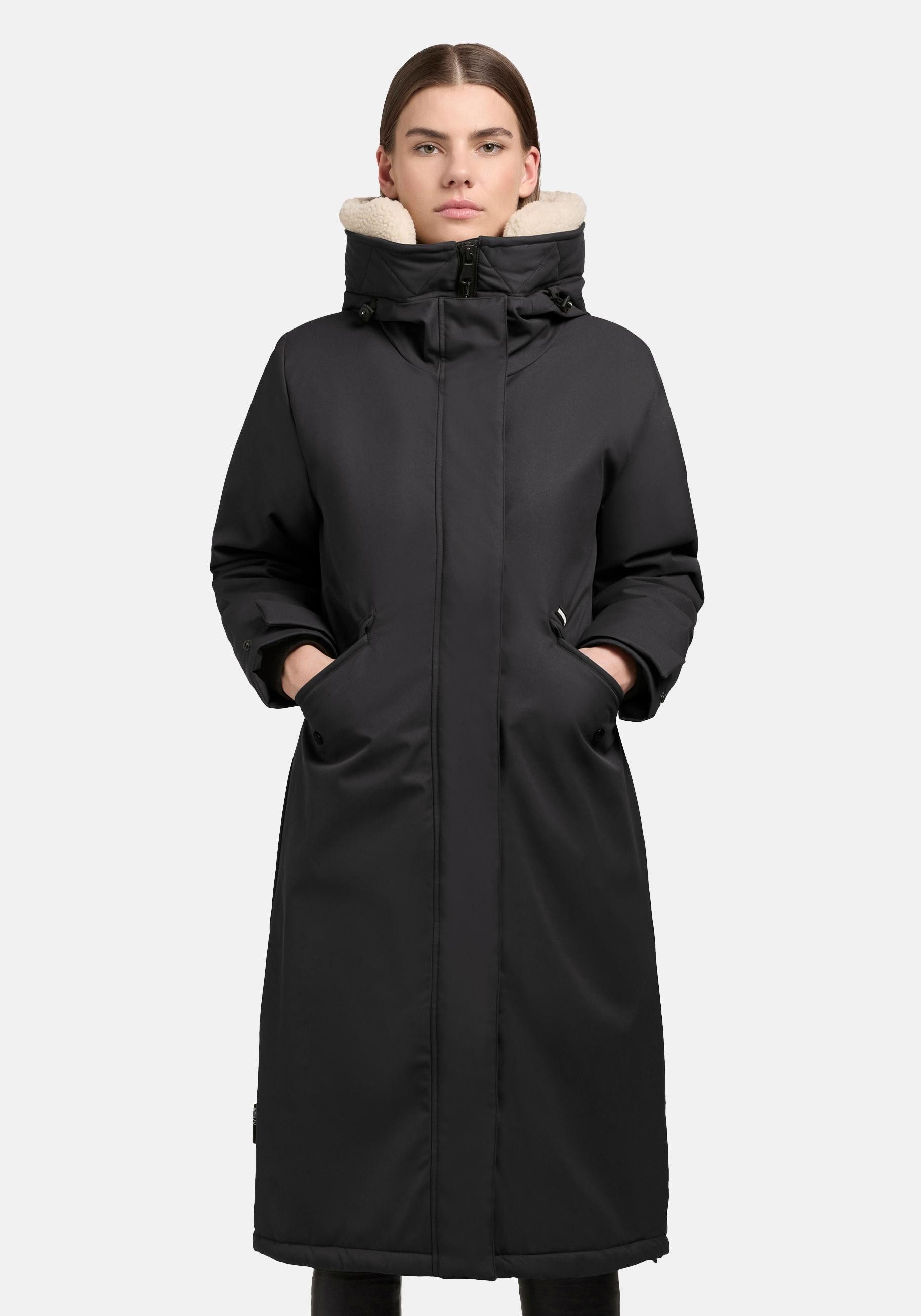 khujo Wintermantel Agneta-YM Langer Damen Mantel mit weichem Teddyfleece an günstig online kaufen