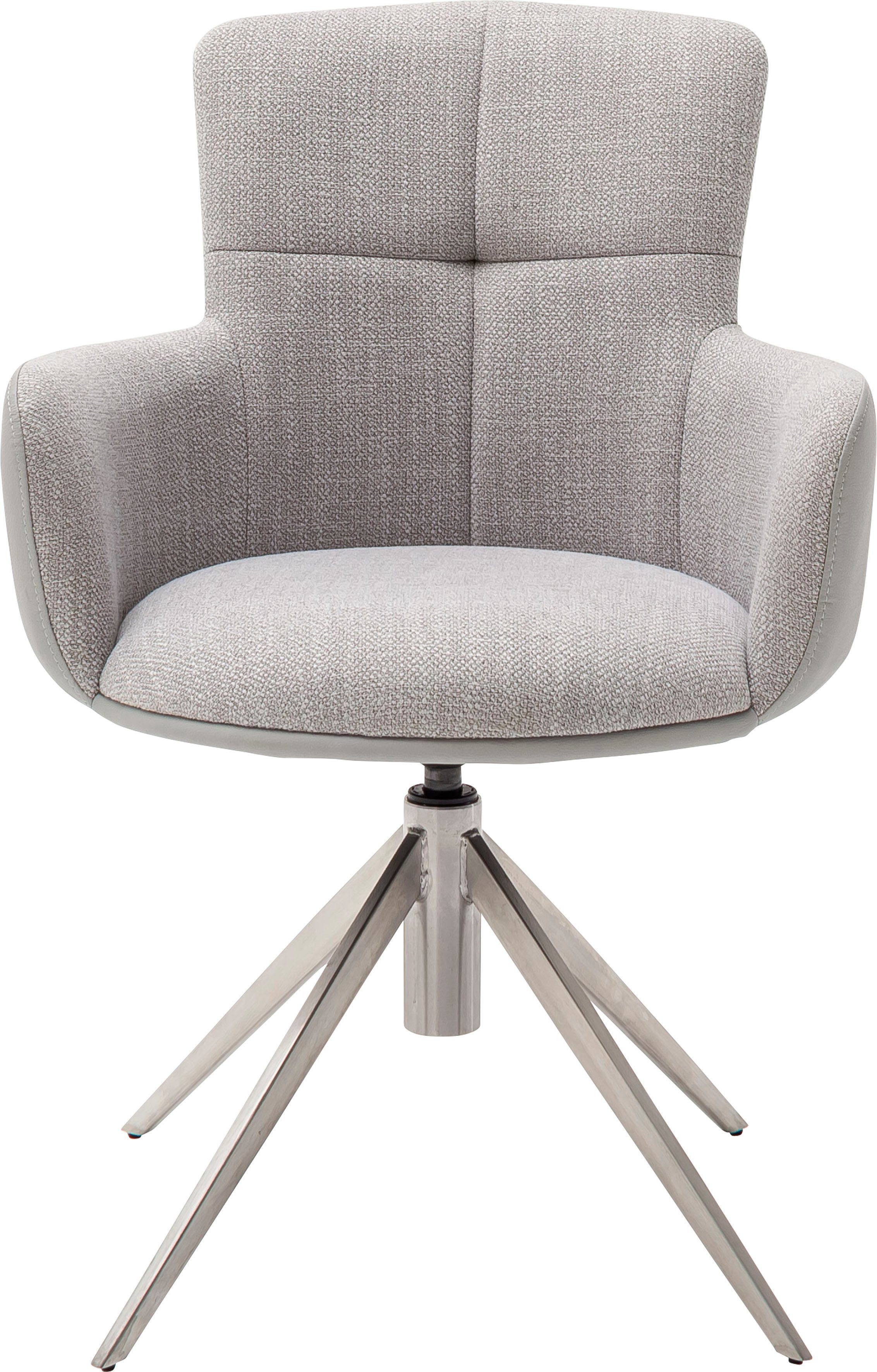 Edelstahl 120 Grau MCA Materialmix, | Esszimmerstuhl bis furniture Mecana Stuhl 2 Grau kg drehbar Nivellierung, (Set, 2er Set mit St), | 360° gebürstet