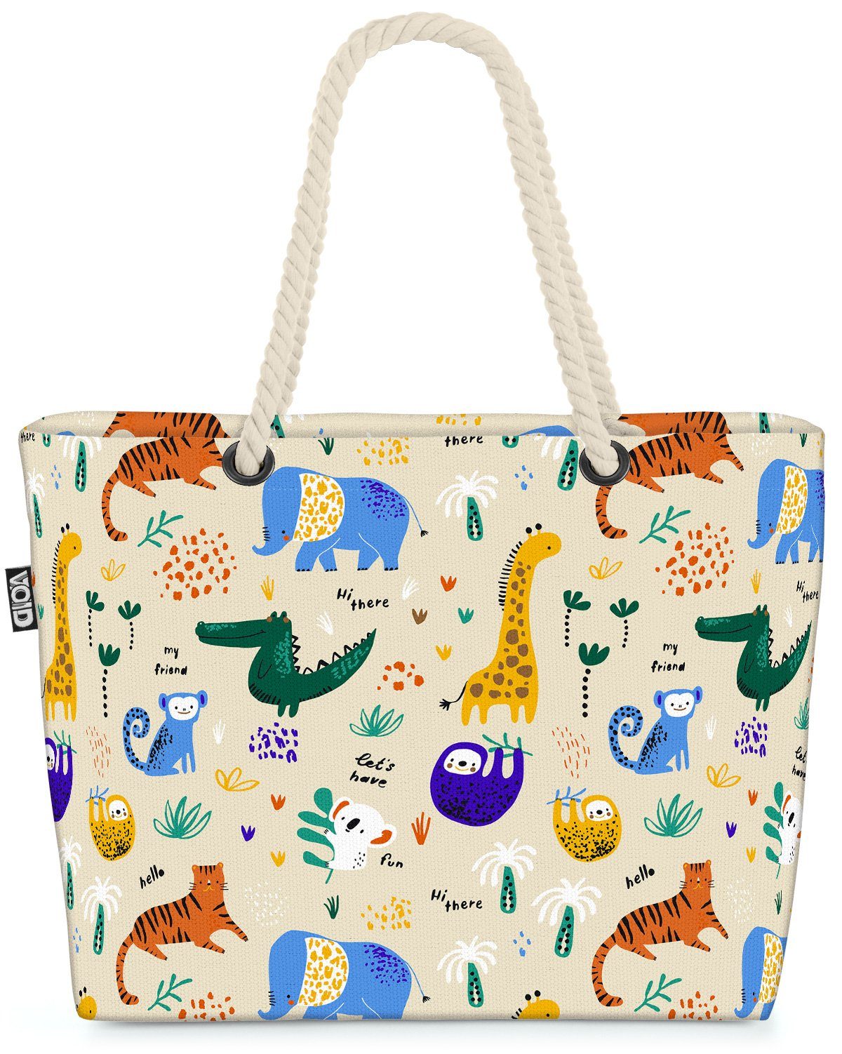 Tiger Giraffe (1-tlg), Safari Dschungel reisen afrika Kinder palme Elefant Strandtasche url VOID