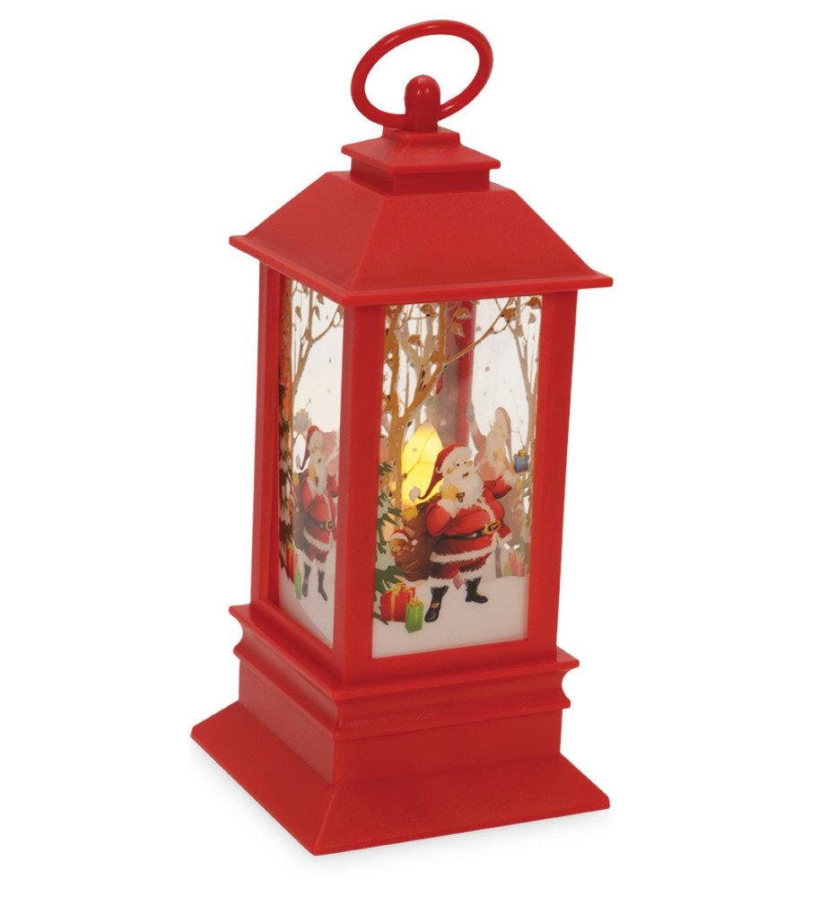 Fries LED-Dekofigur Weihnachtslampe 12cm mit Nikolaus Weihnachtsmann Winterlandschaft, Deko Lampe Weihnachten