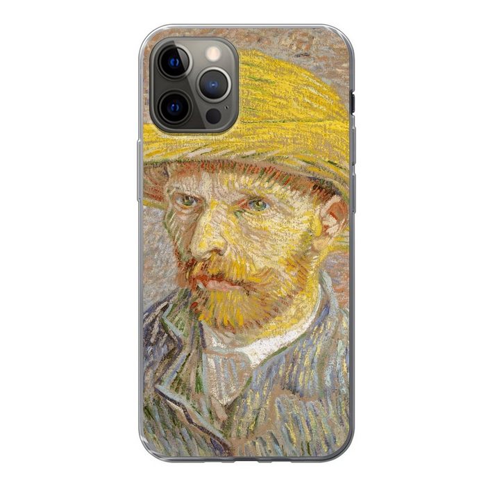 MuchoWow Handyhülle Selbstbildnis mit Strohhut - Vincent van Gogh Handyhülle Apple iPhone 12 Pro Smartphone-Bumper Print Handy