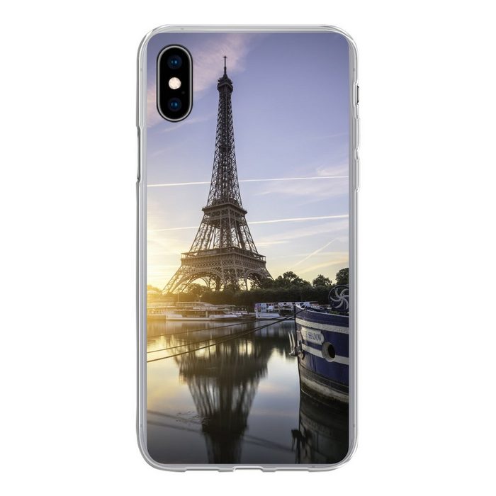 MuchoWow Handyhülle Eiffelturm - Paris - Wasser Handyhülle Apple iPhone Xs Smartphone-Bumper Print Handy