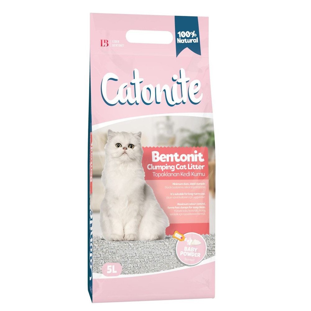 Katzen-Federwedel Katzenzubehör - Katzenstreu mit Baby Puder-Duft - 5L