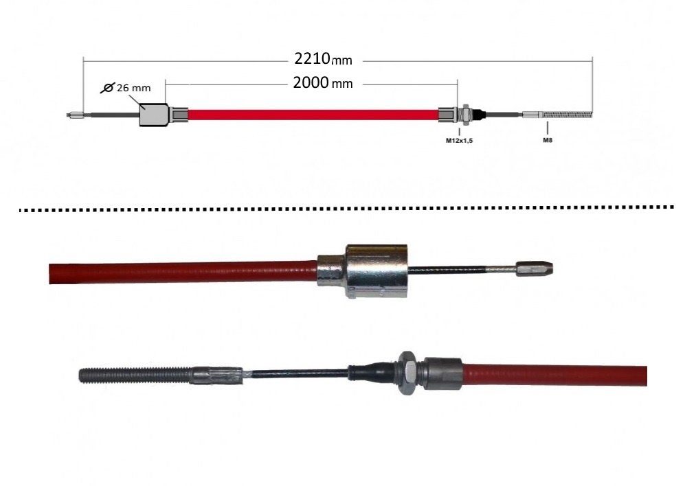 AL-KO Anhänger 2x ALKO - Bremsseil Longlife - HL: 2000mm - GL: 2210mm