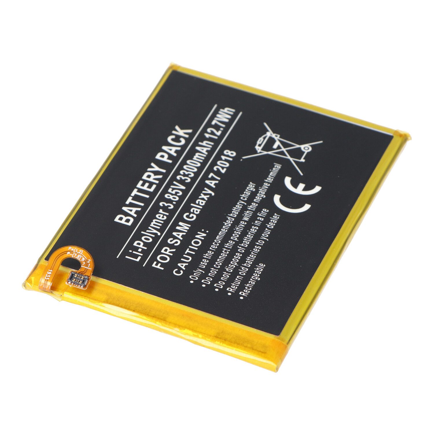 Akku passend für Samsung Galaxy A7 2018, Li-Polymer, 3,85V, 3300mAh, Akku