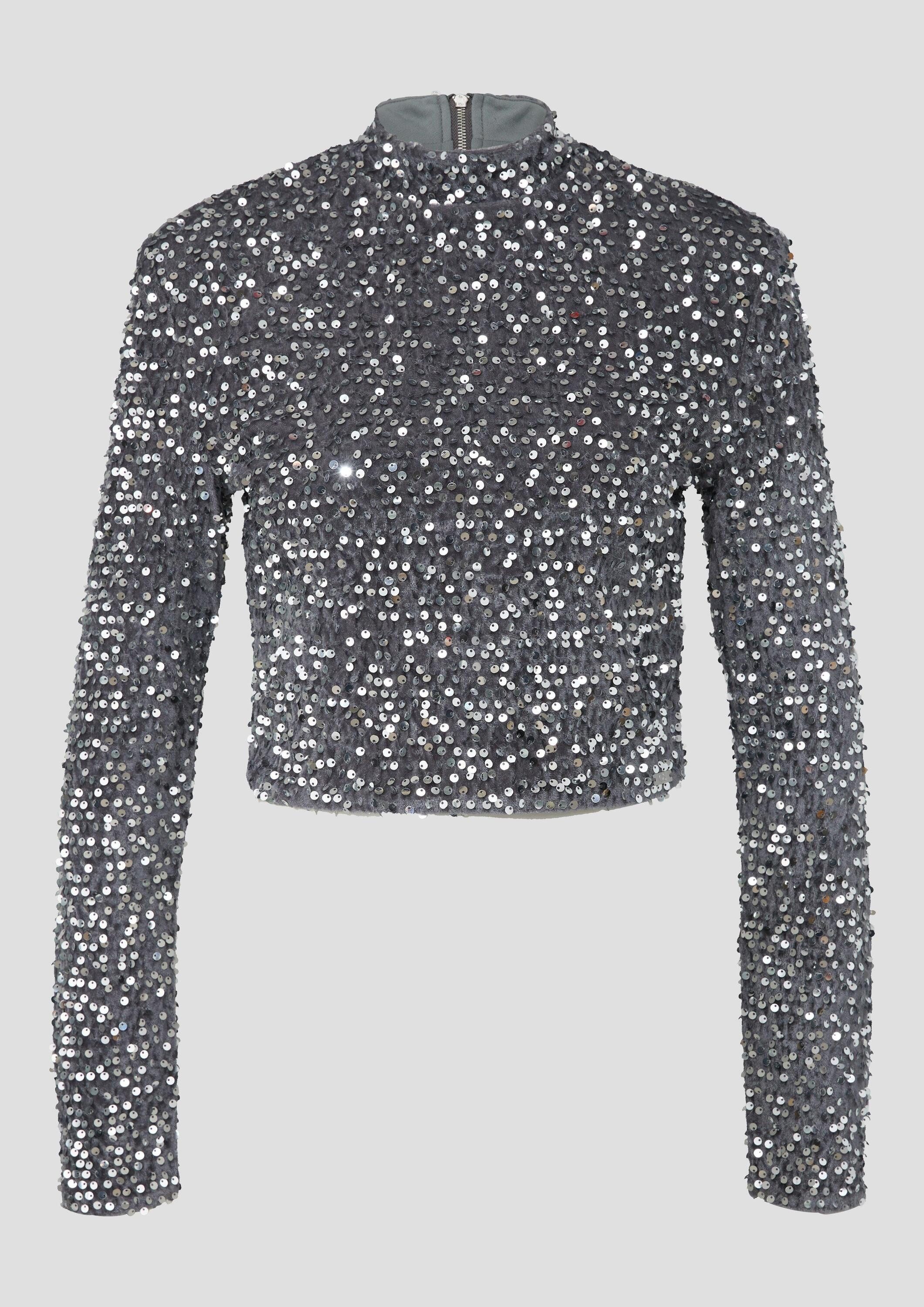 QS Langarmshirt T-Shirt QS x Vanessa Mai, Paillettenshirt
